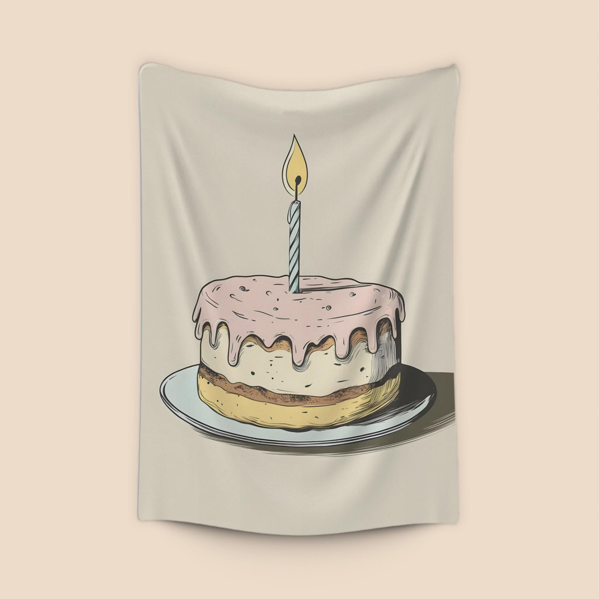 Pastel Pink Birthday Cake Illustration