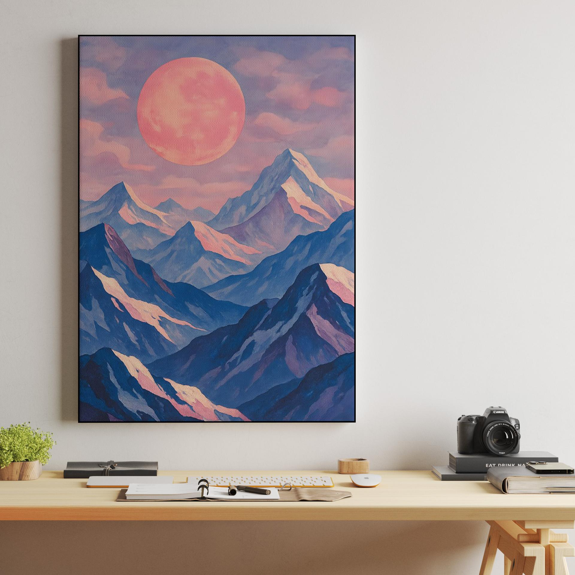 Pink Moon Over Blue Mountains