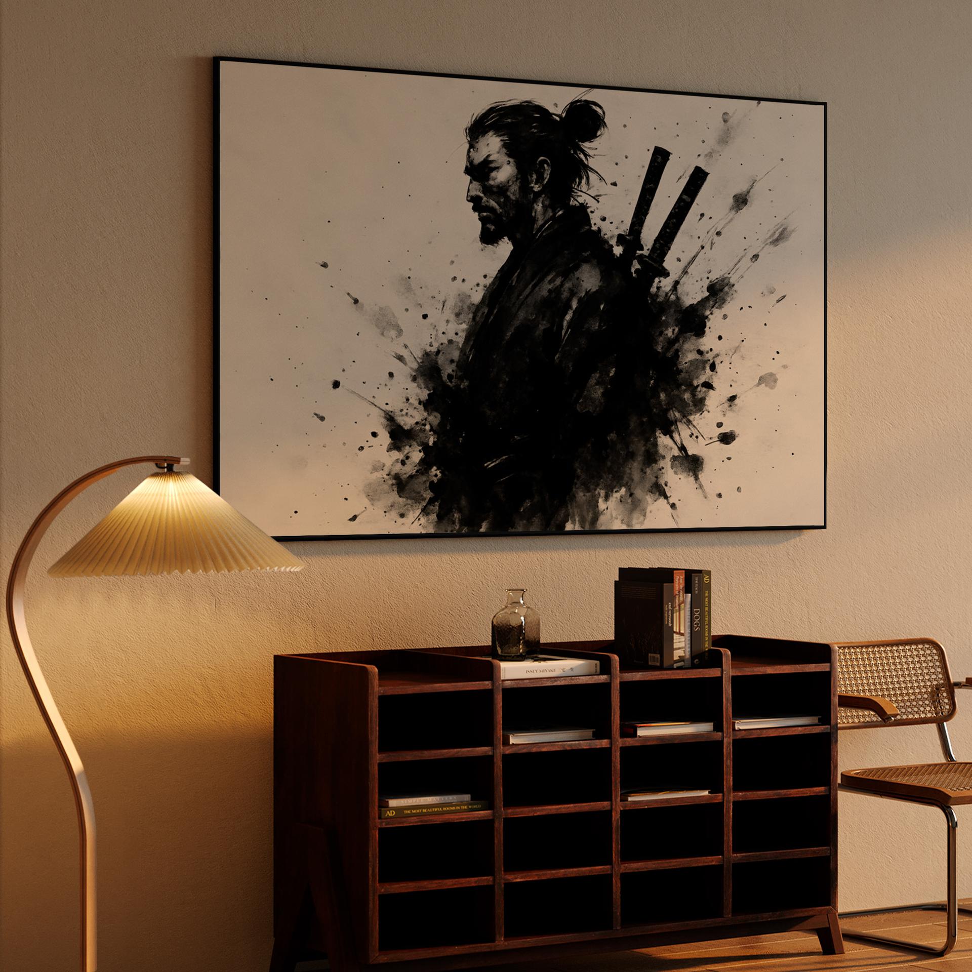 Samurai Warrior Ink Wash Profile