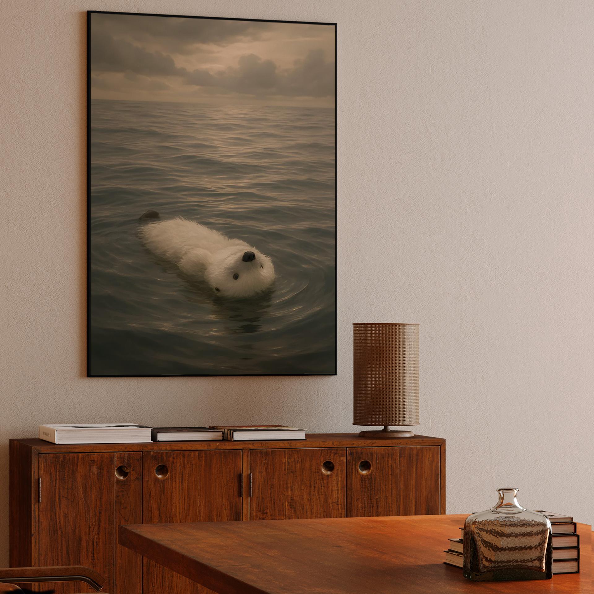 Serene White Sea Otter