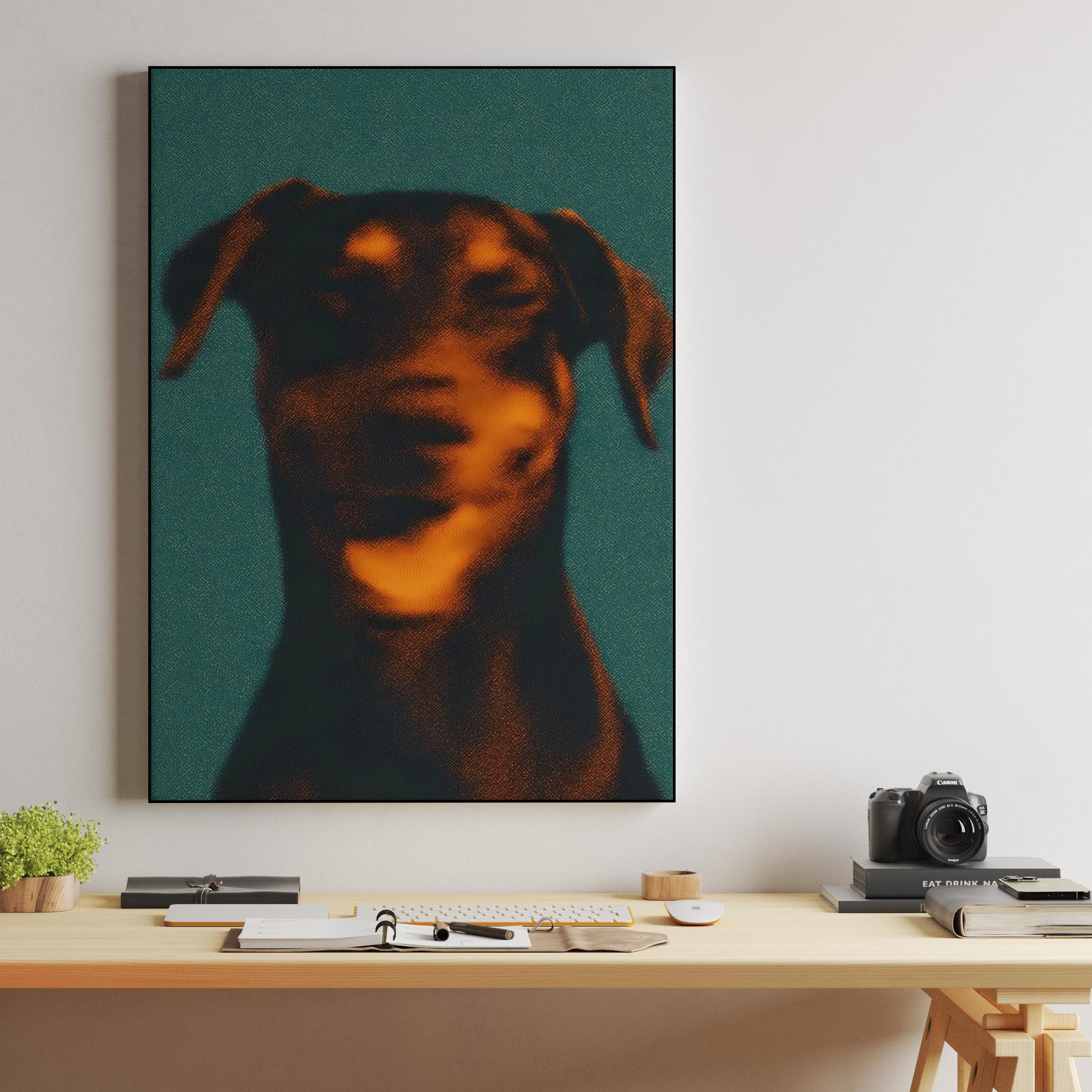 Teal Doberman Silhouette