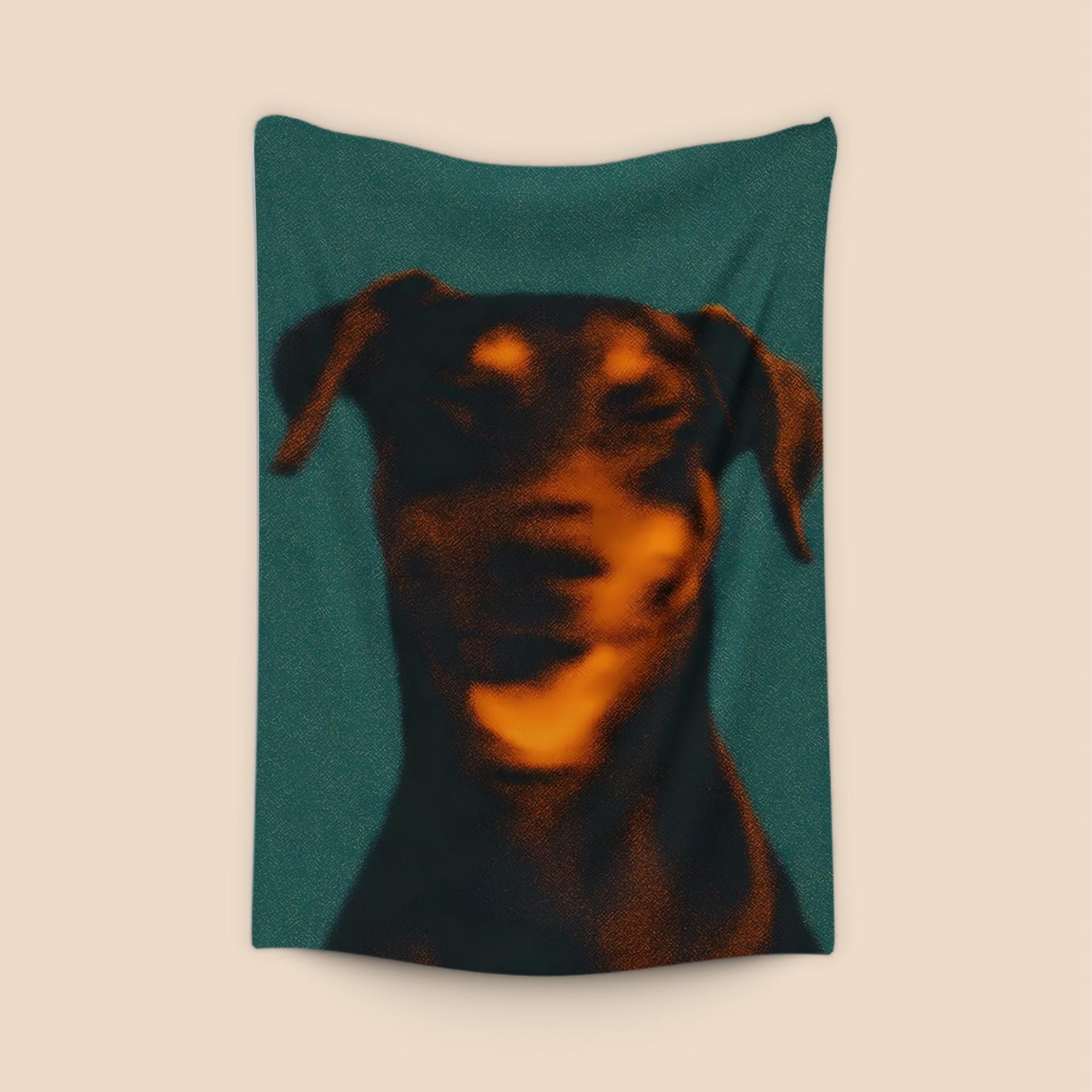 Teal Doberman Silhouette
