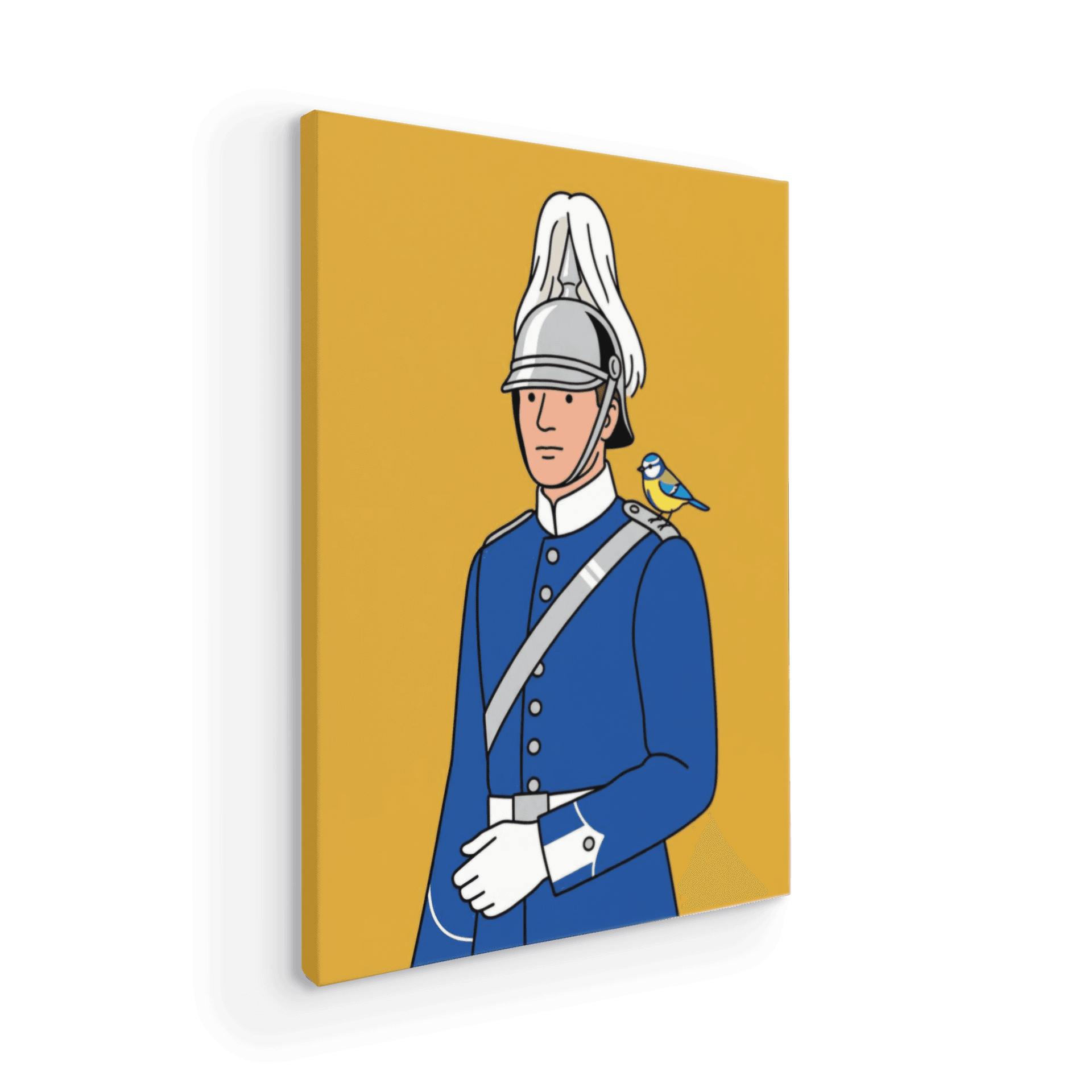 The Guard's Blue Tit: Minimalist Swedish Guard Art