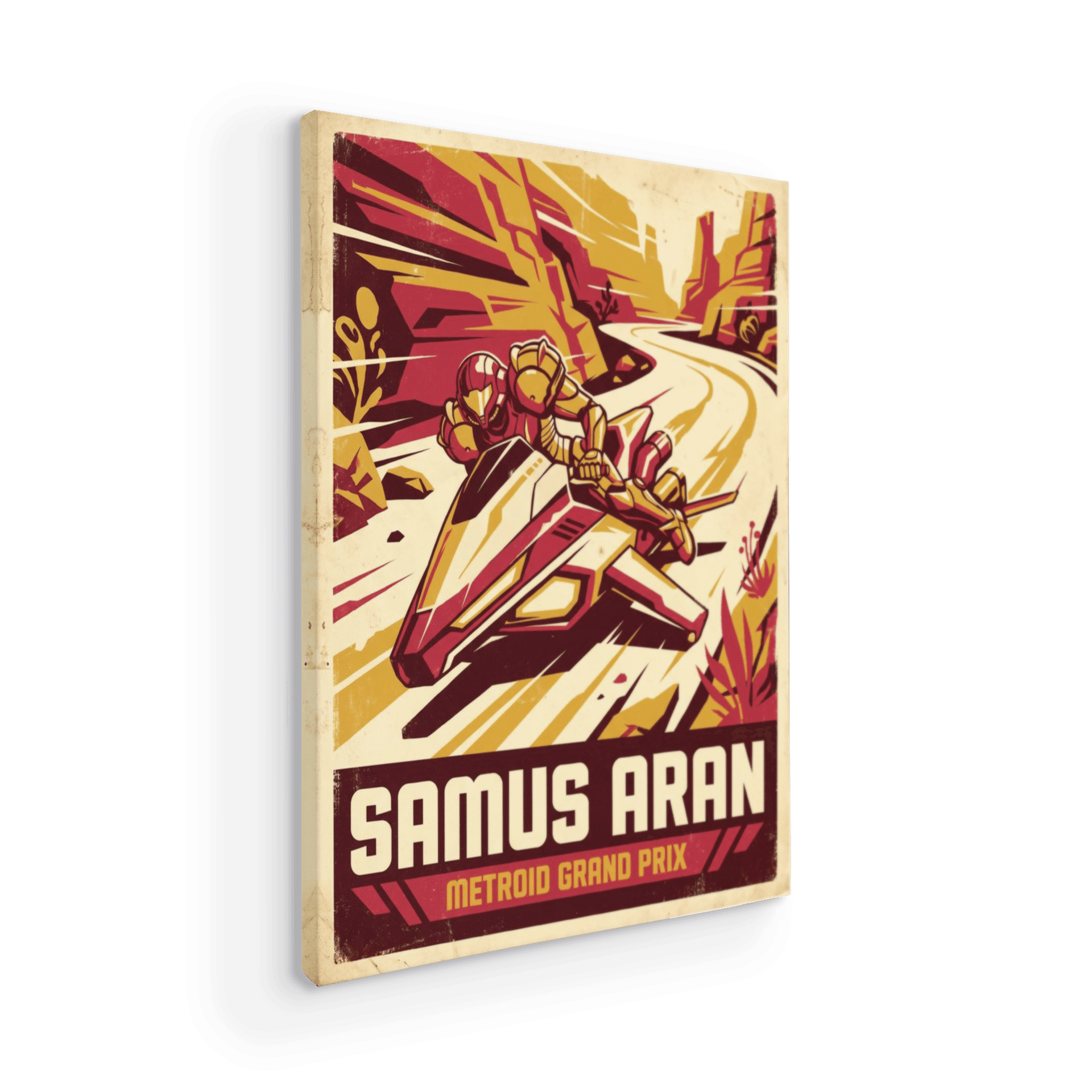 Samus Aran Metroid Grand Prix Retro Poster