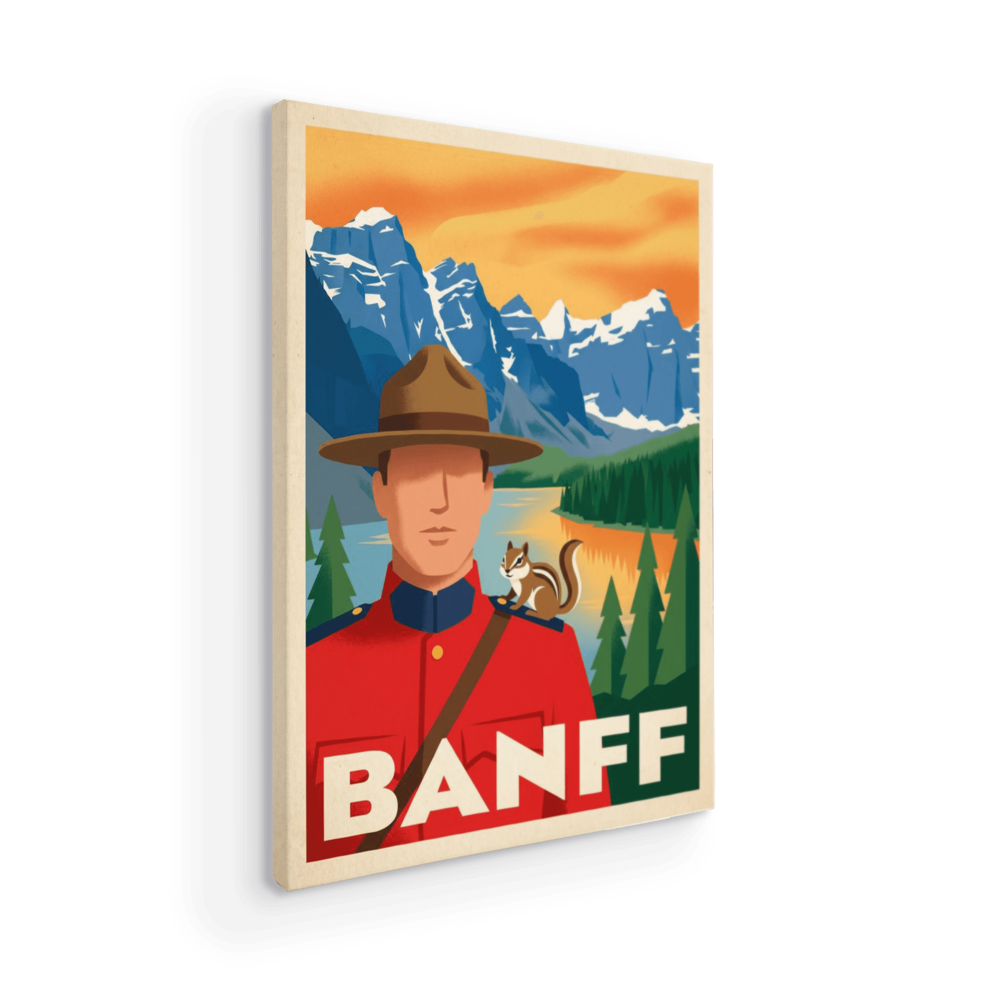 Banff Sunset - Canadian Mountie Retro Travel Poster