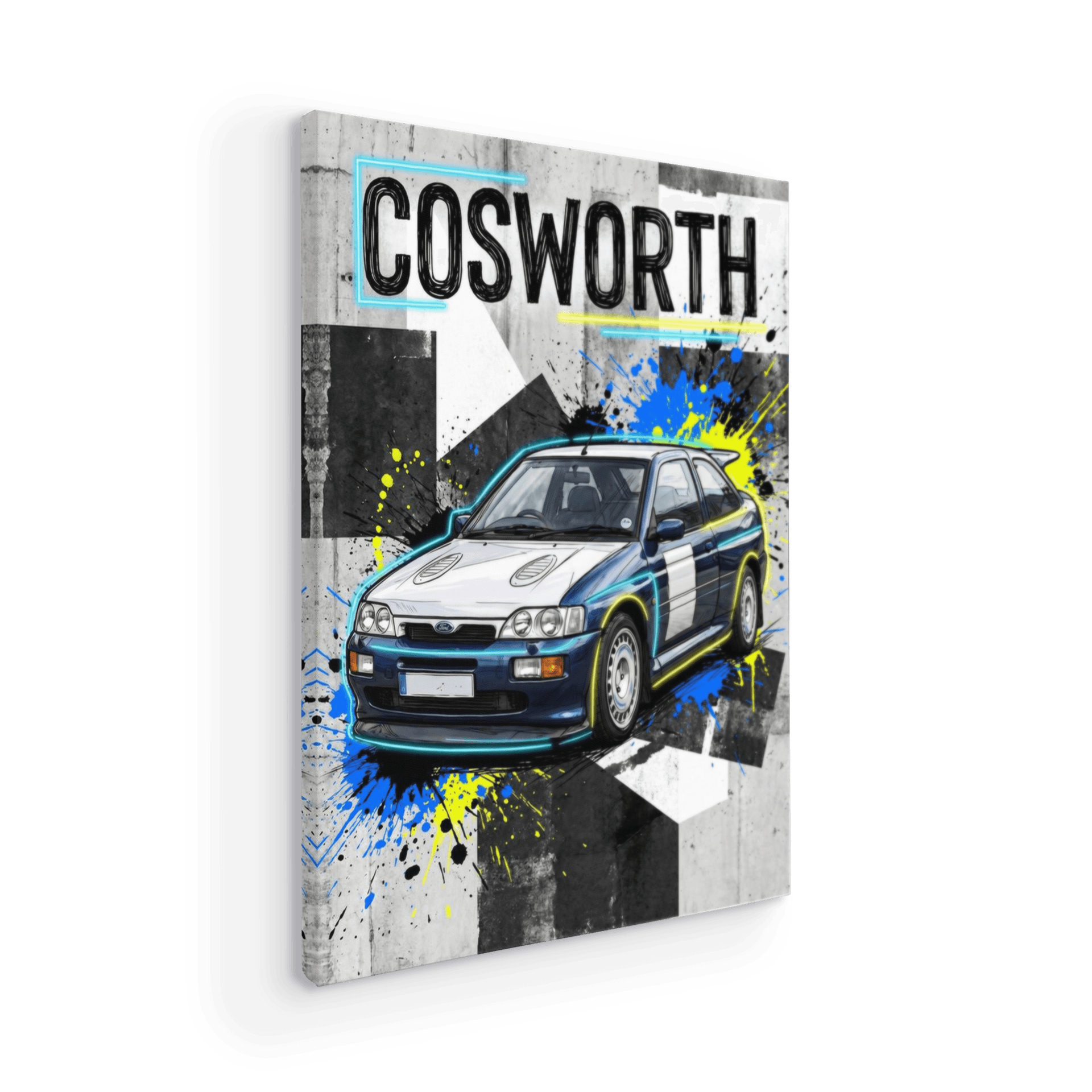 Ford Escort RS Cosworth Neon Splatter Poster