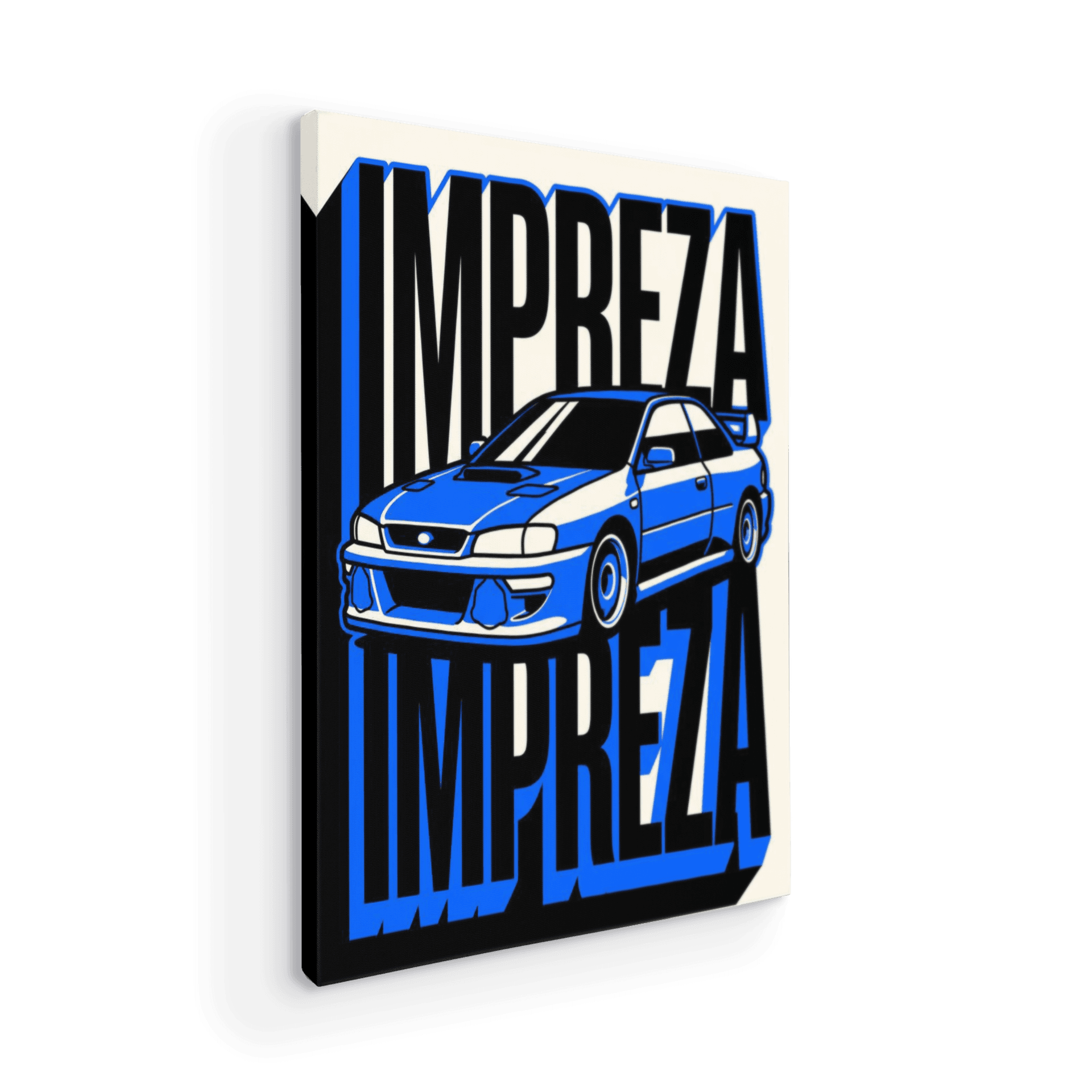 Subaru Impreza Bold Blue Graphic Typography Art