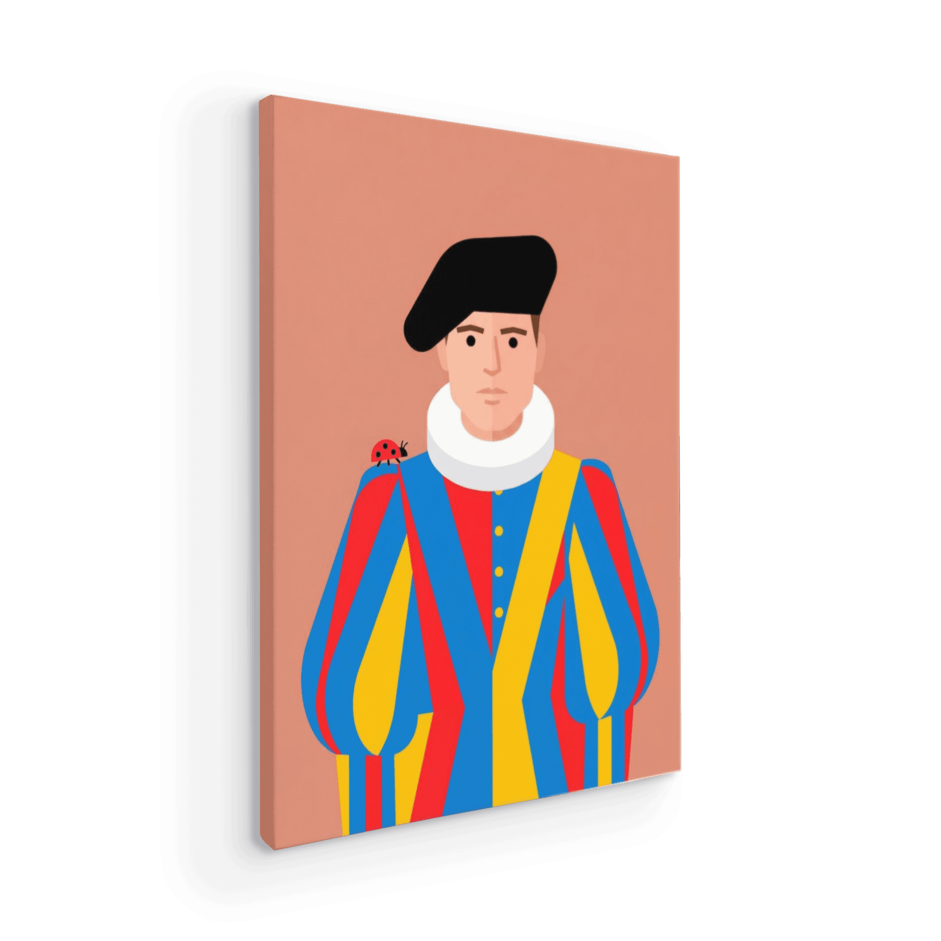 The Guard's Ladybug: Minimalist Swiss Guard Art