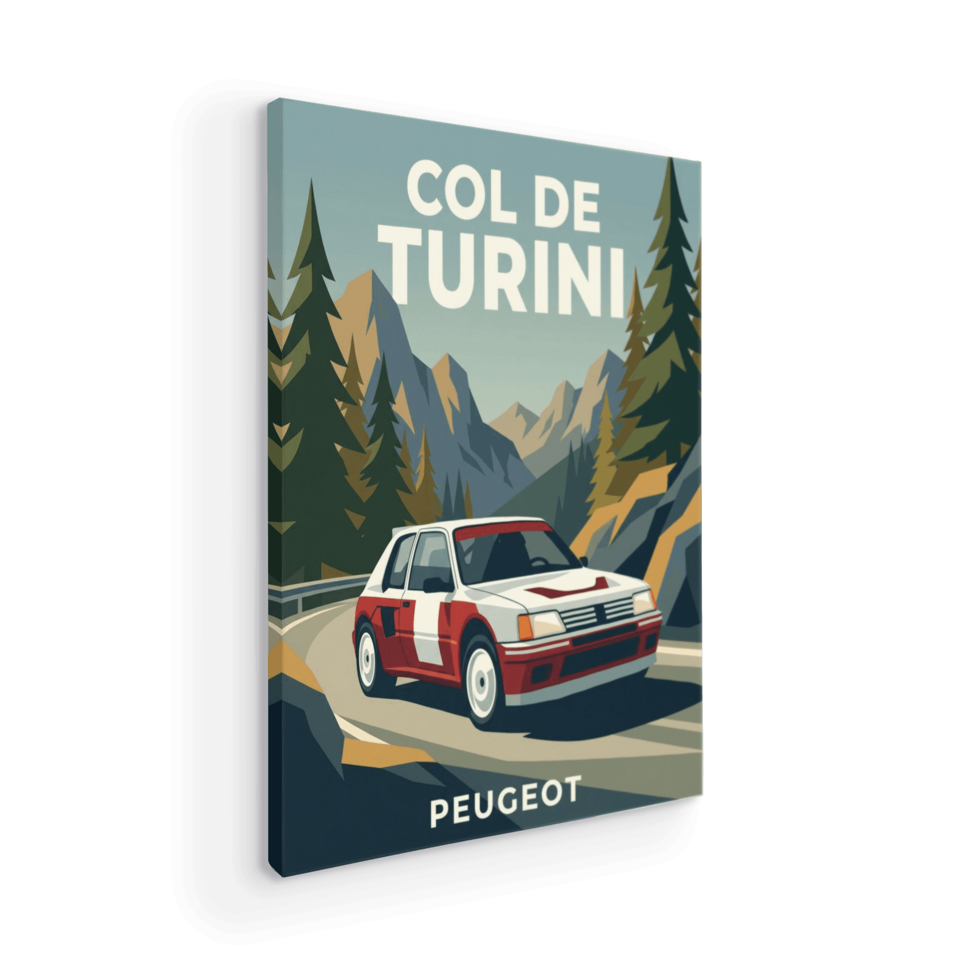 Col de Turini: Peugeot 205 T16 Retro Poster