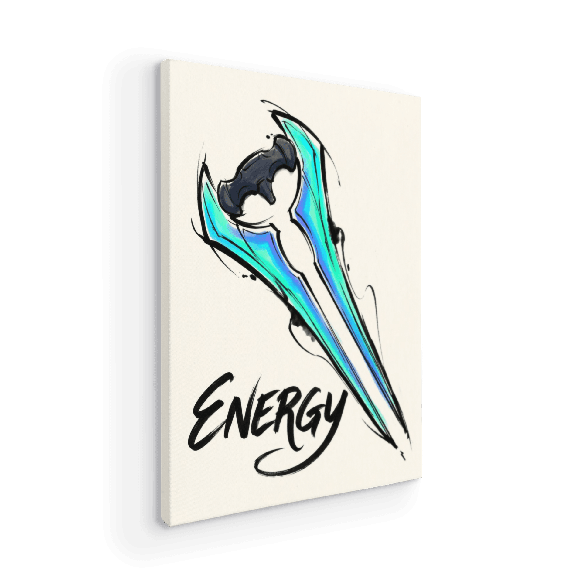 Dynamic Energy Sword Ink Art