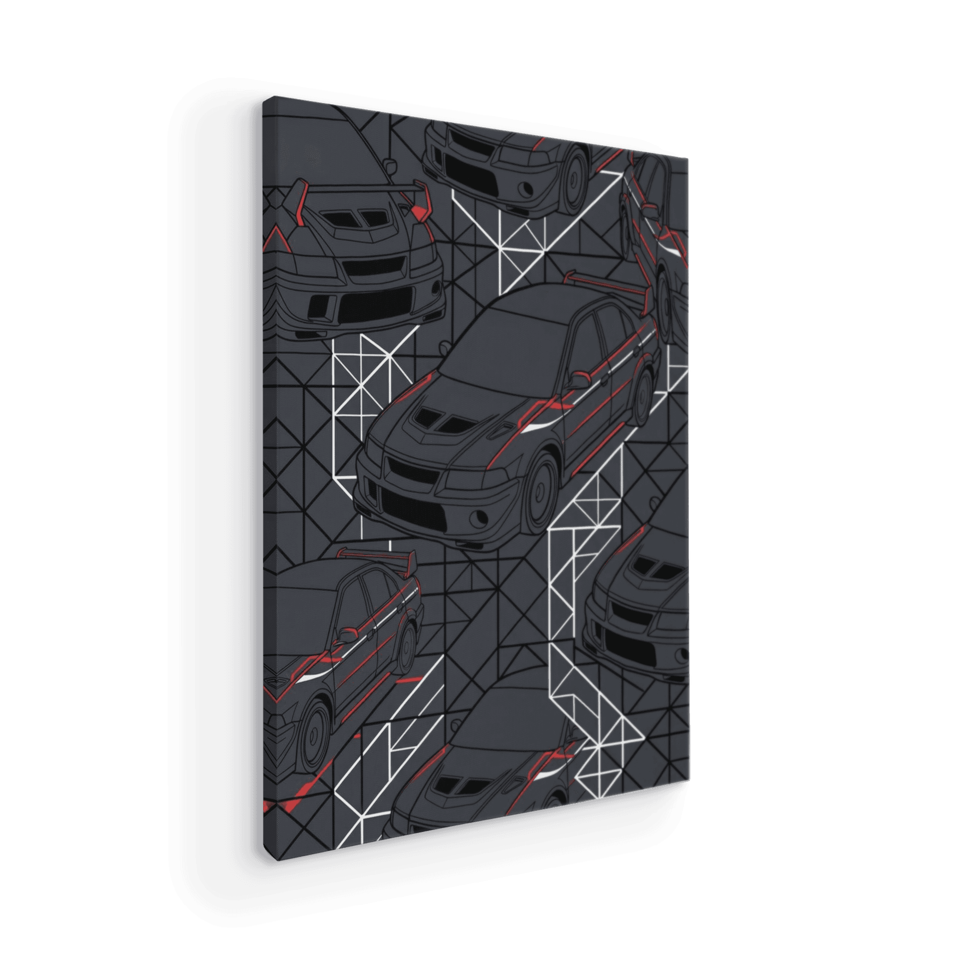Mitsubishi Lancer Evo Cyberpunk Mecha Seamless Pattern Art