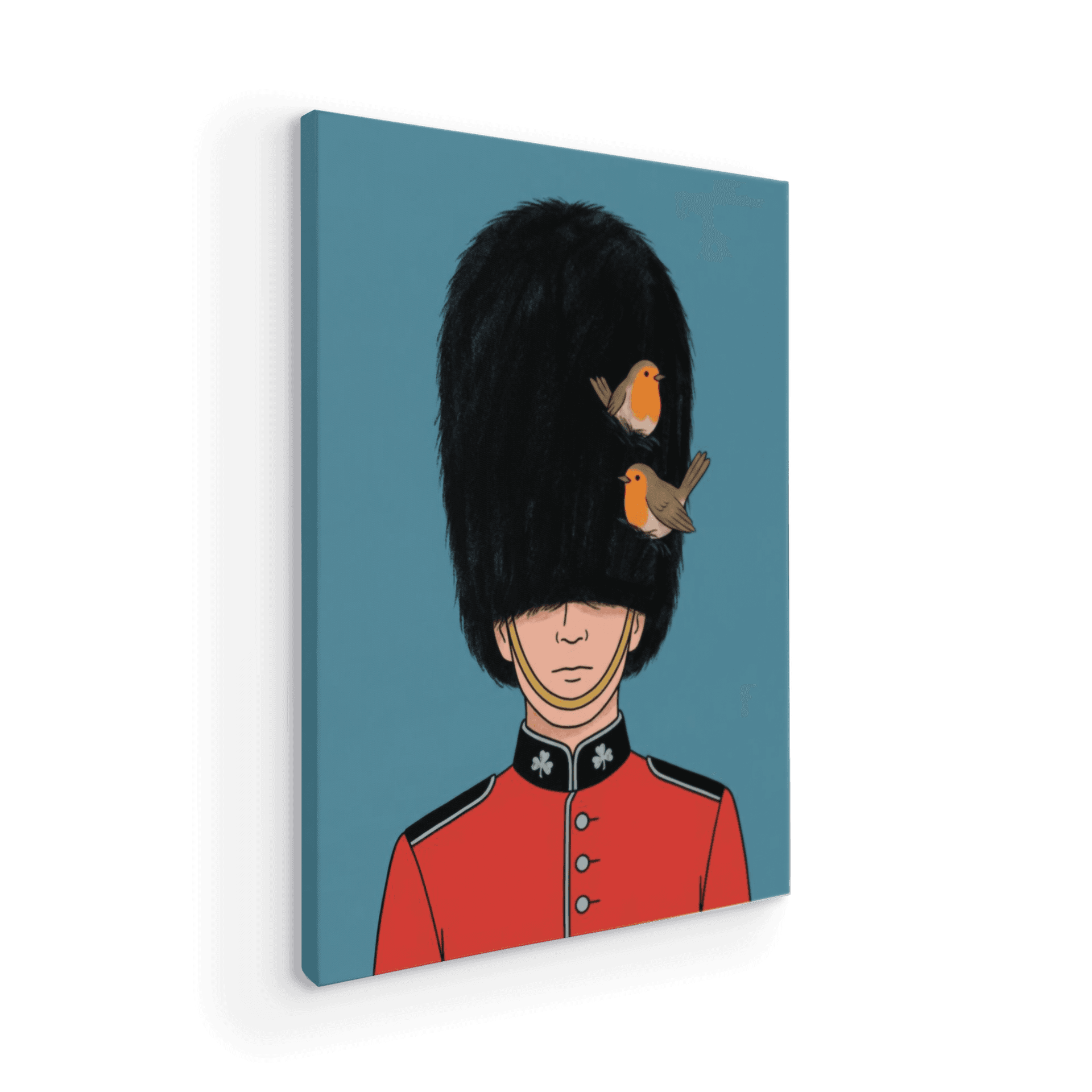 Royal Nest: Minimalist British Guard with Robins