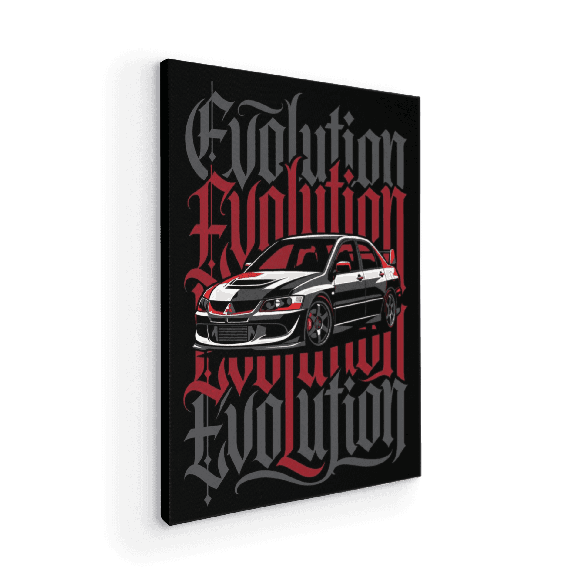 Mitsubishi Lancer Evolution Blackletter Graphic Poster