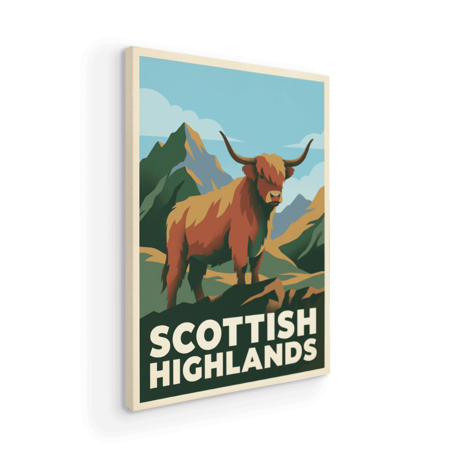 Scottish Highlands Retro Poster: Highland Cow