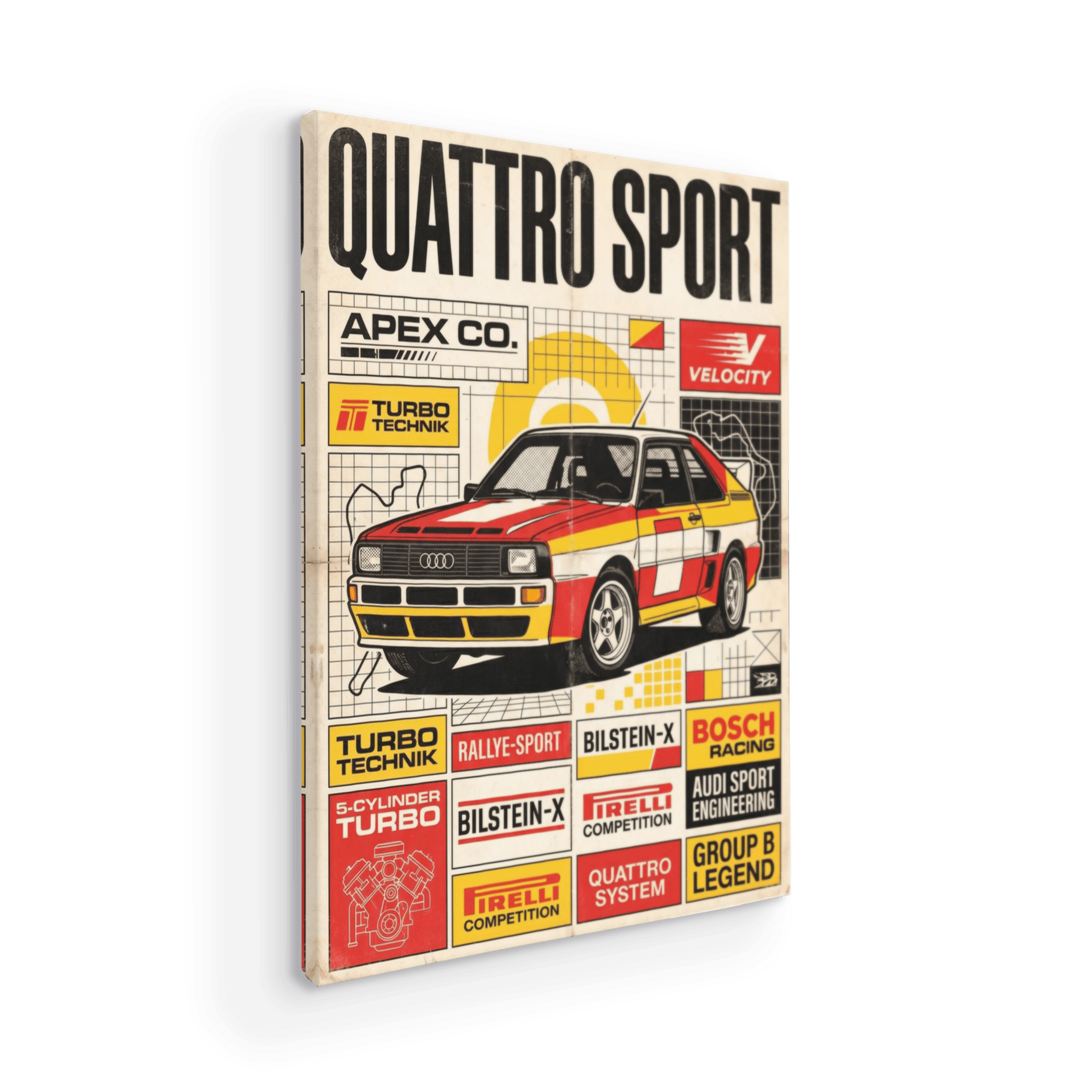 Audi Quattro Sport Group B Vintage Collage Poster