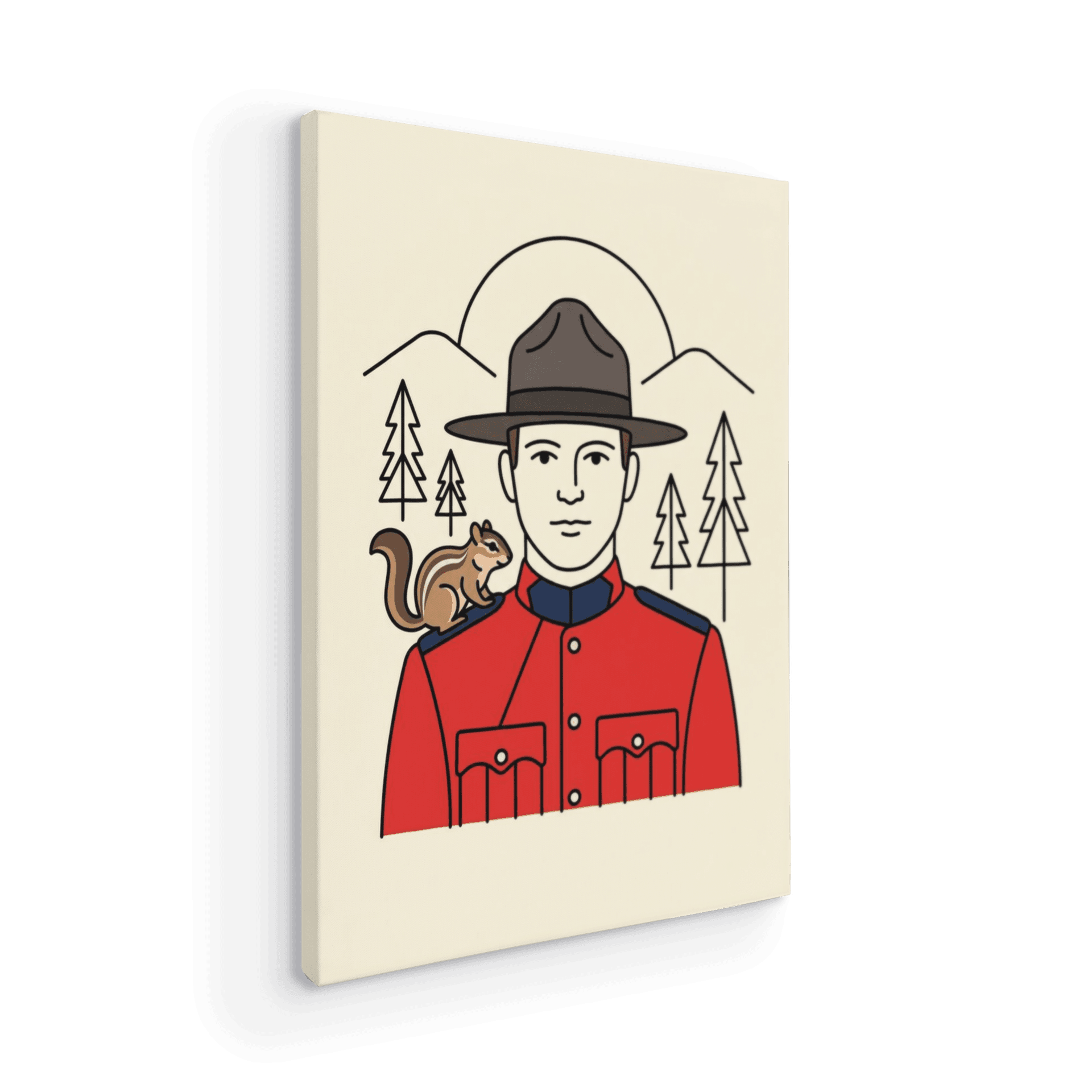 The Mountie and the Chipmunk - Minimalist Line Art Portrait