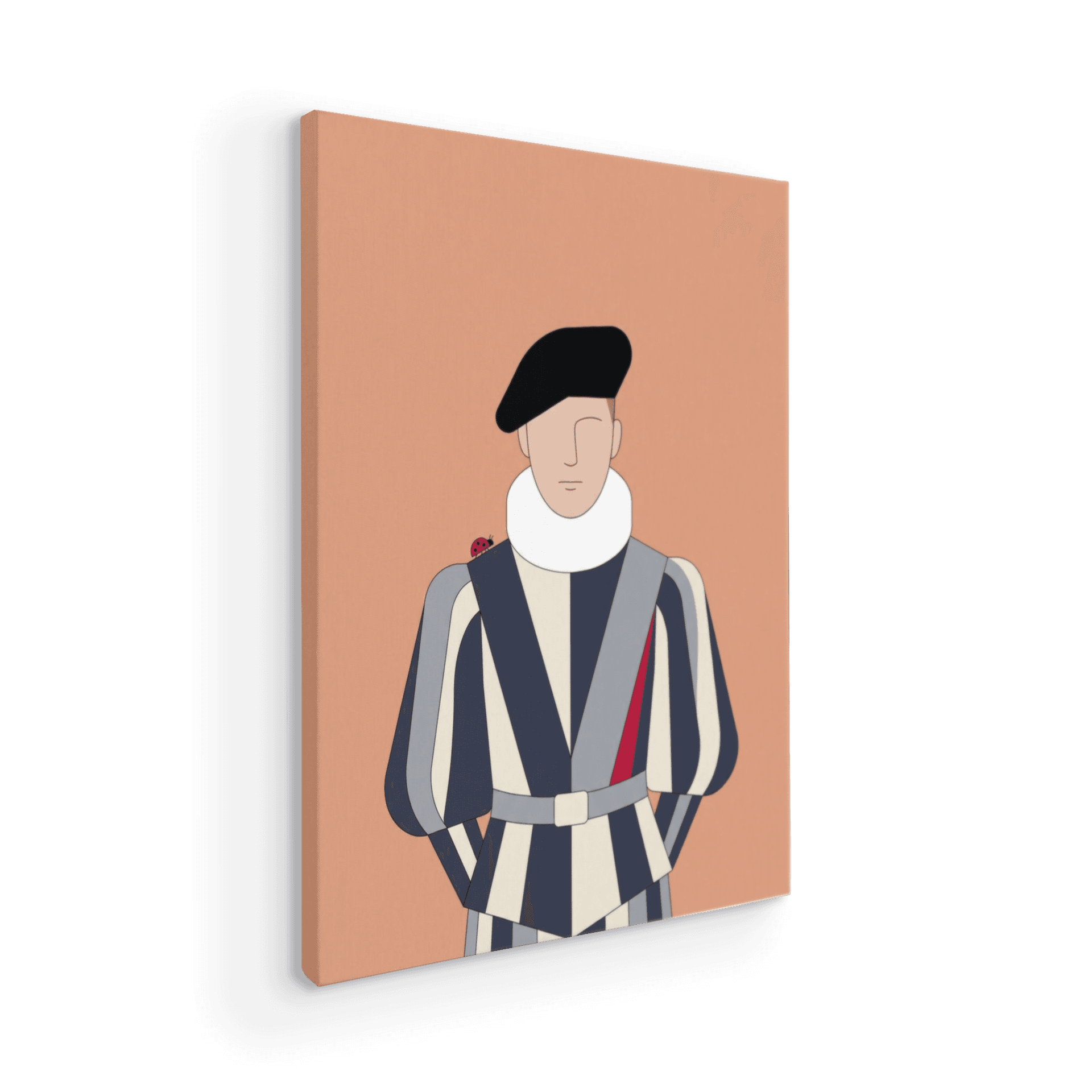 The Guard's Ladybug: Minimalist Swiss Guard Art