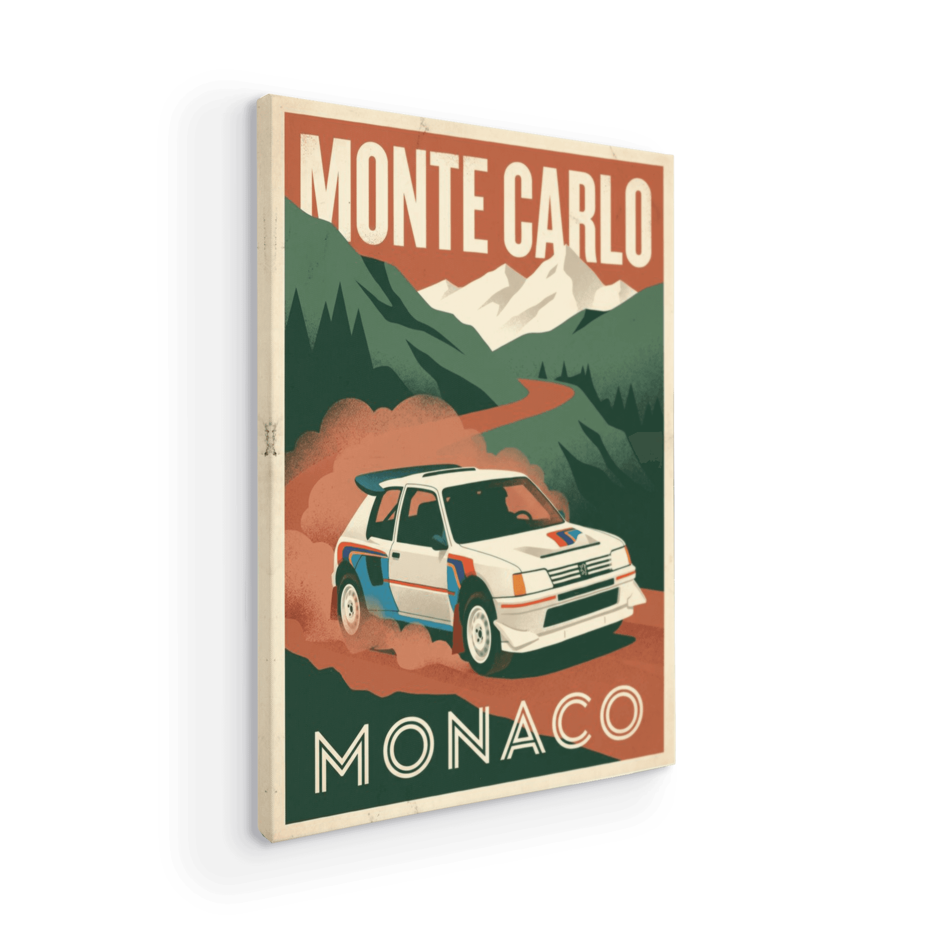 Monte Carlo Monaco - Peugeot 205 T16 Retro Travel Poster