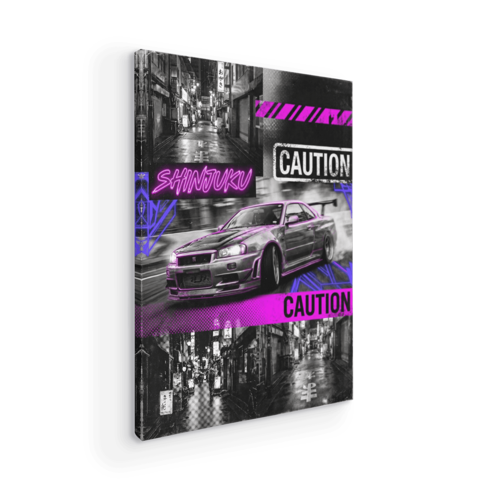 Caution in Shinjuku: Nissan GT-R R34 Collage
