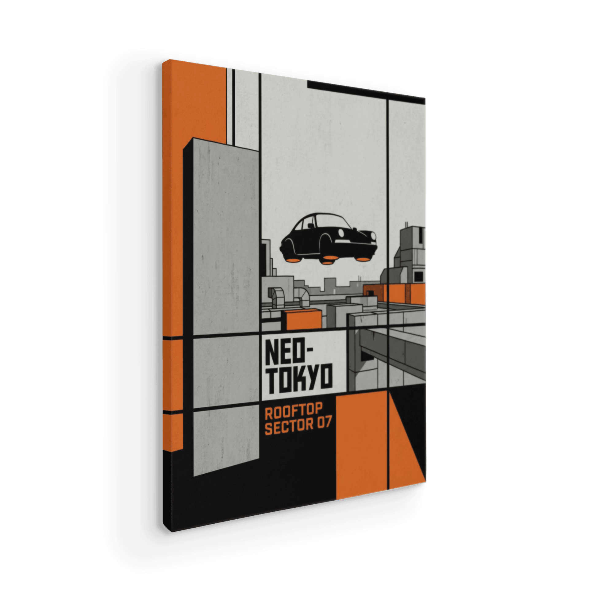Neo-Tokyo Rooftop Sector 07 Hovercar Poster