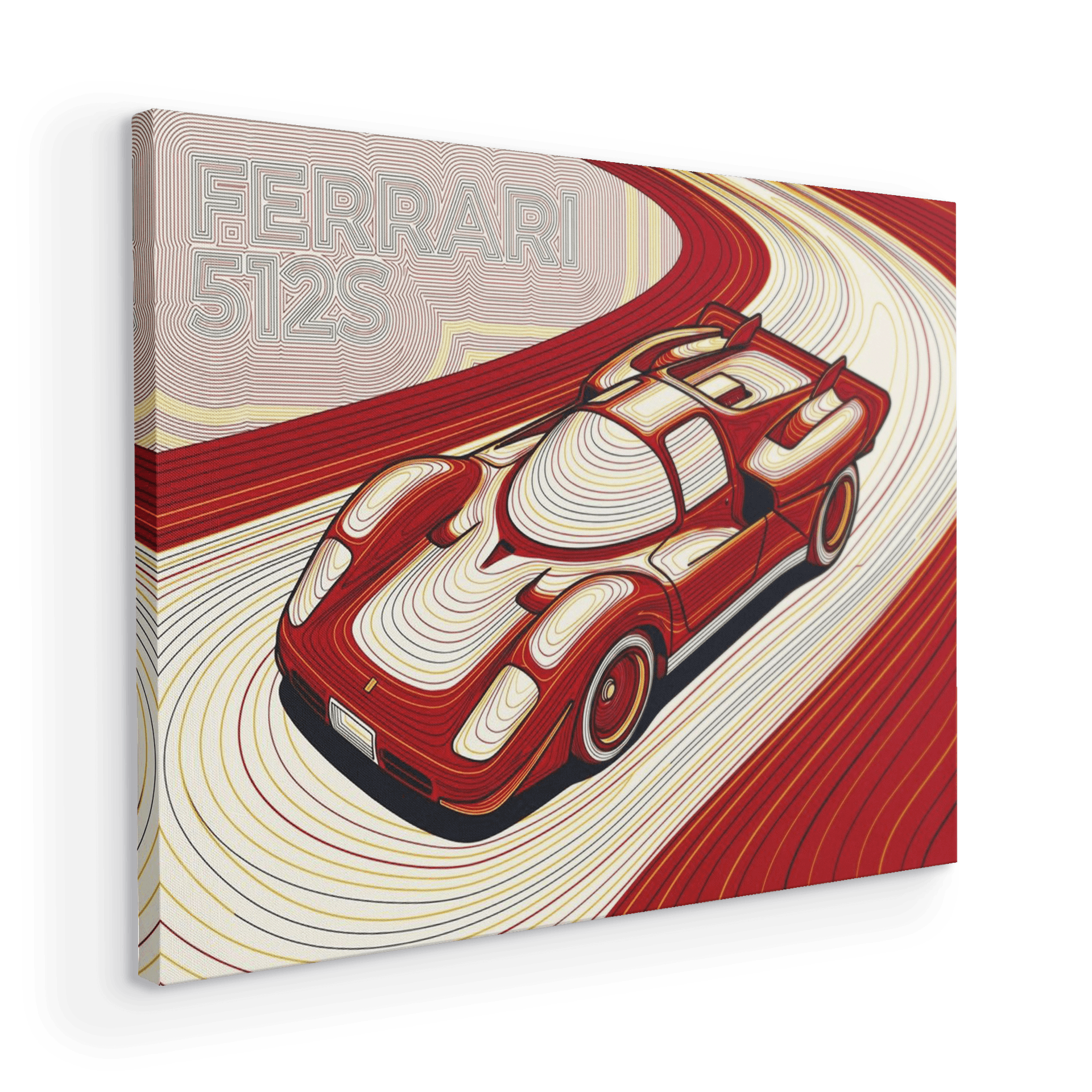 Ferrari 512S Rosso Corsa Topographic Art
