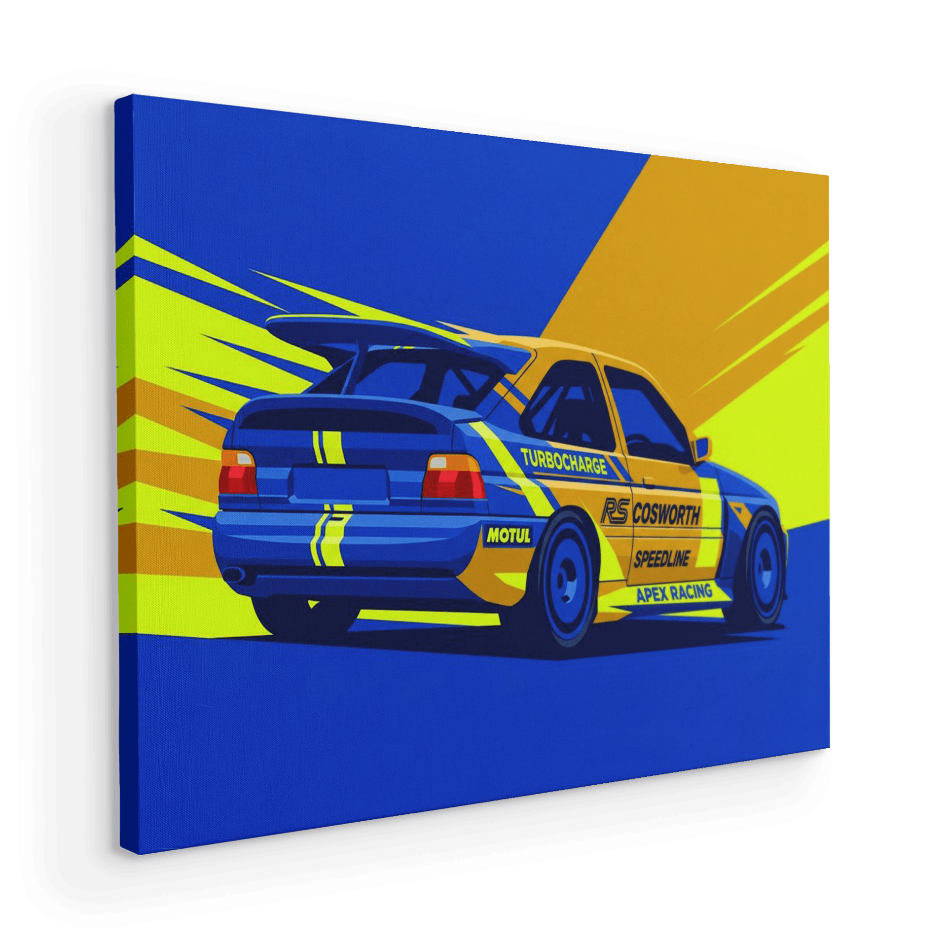 Ford Escort RS Cosworth Blue and Yellow Speed Art