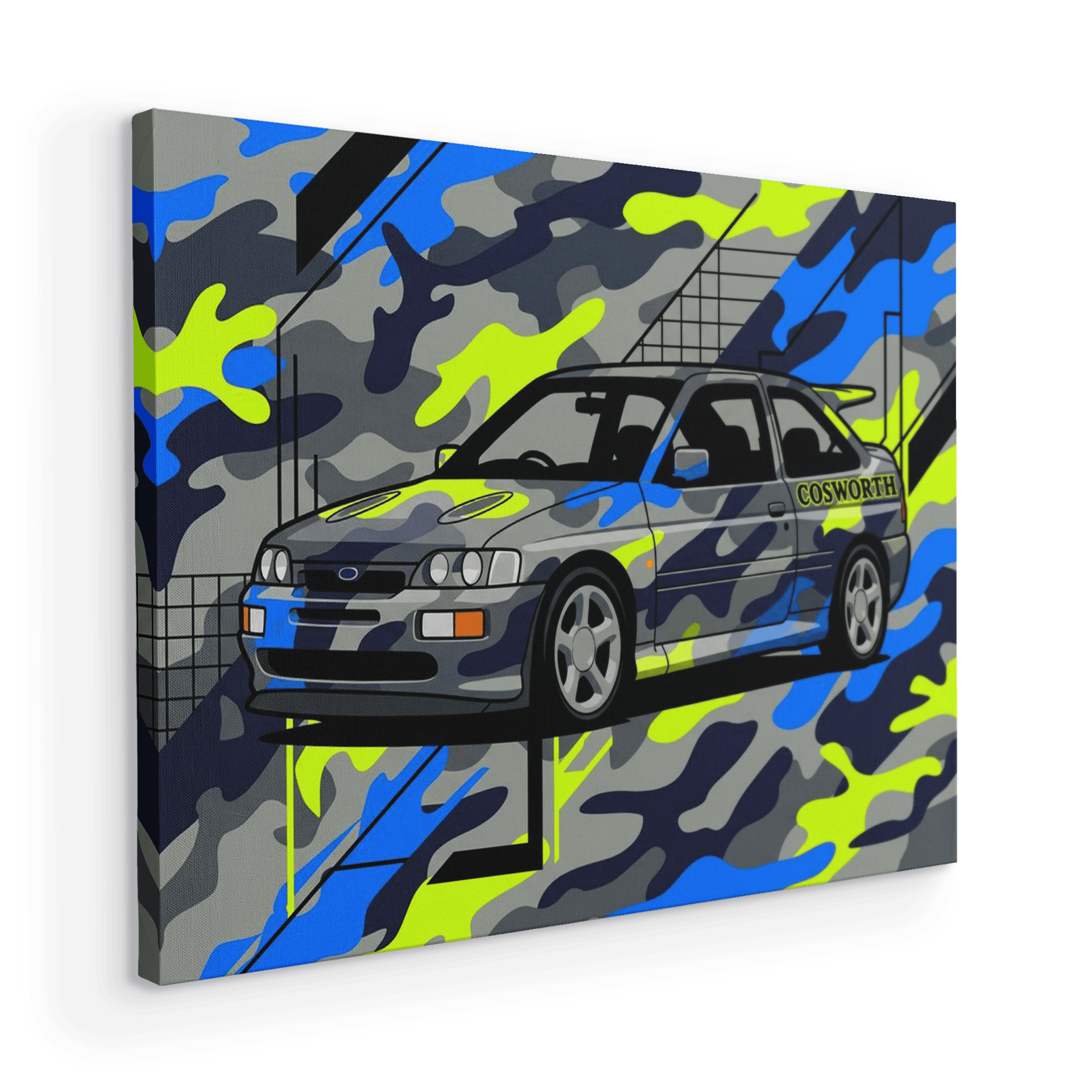 Ford Escort RS Cosworth Camouflage Wave Poster