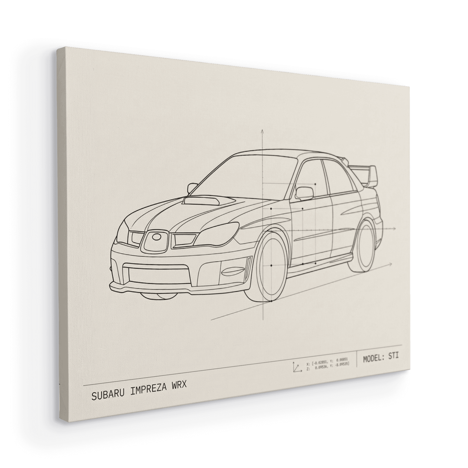 Subaru Impreza WRX STi Technical Drawing Poster