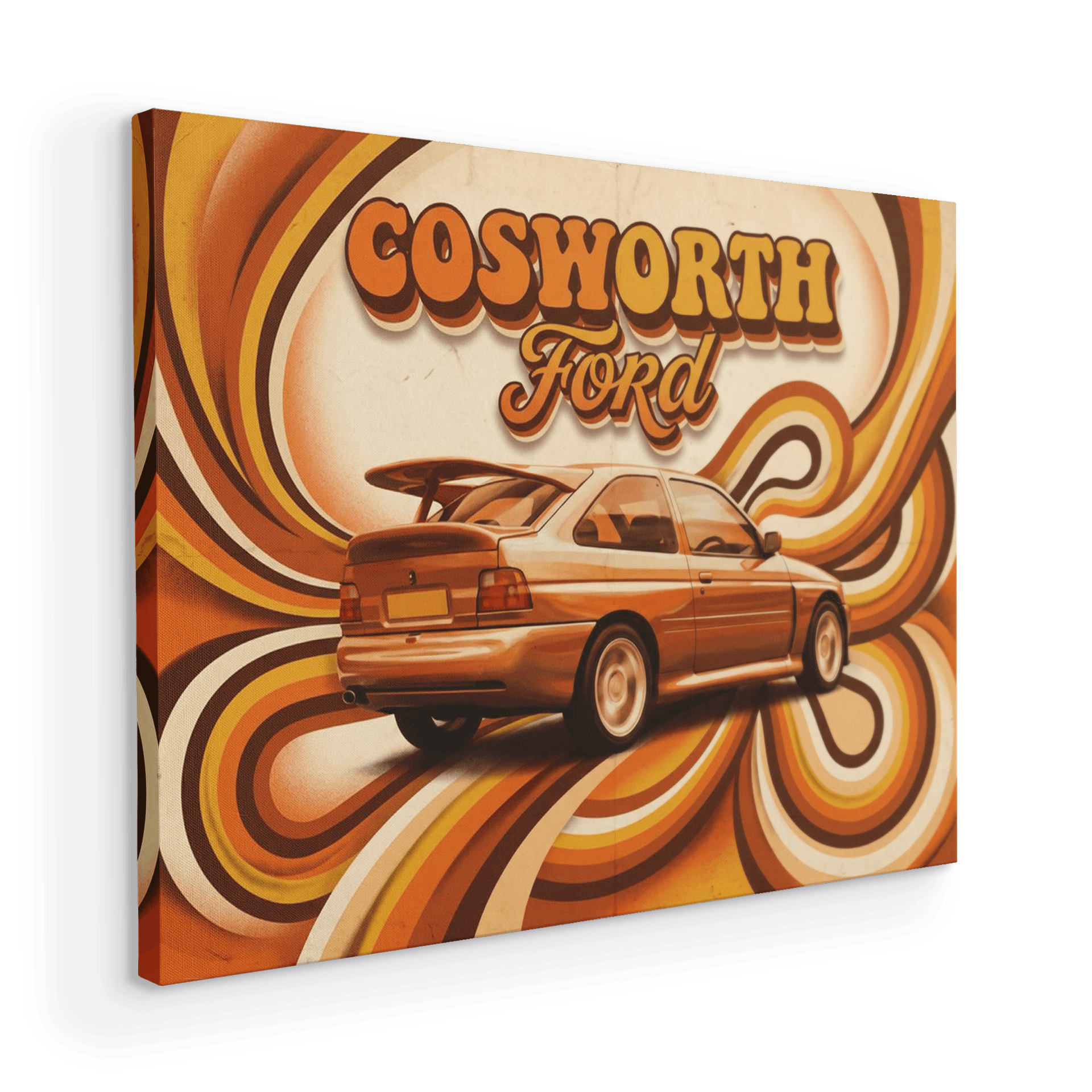 Ford Escort Cosworth 70s Psychedelic Liquid Art Poster
