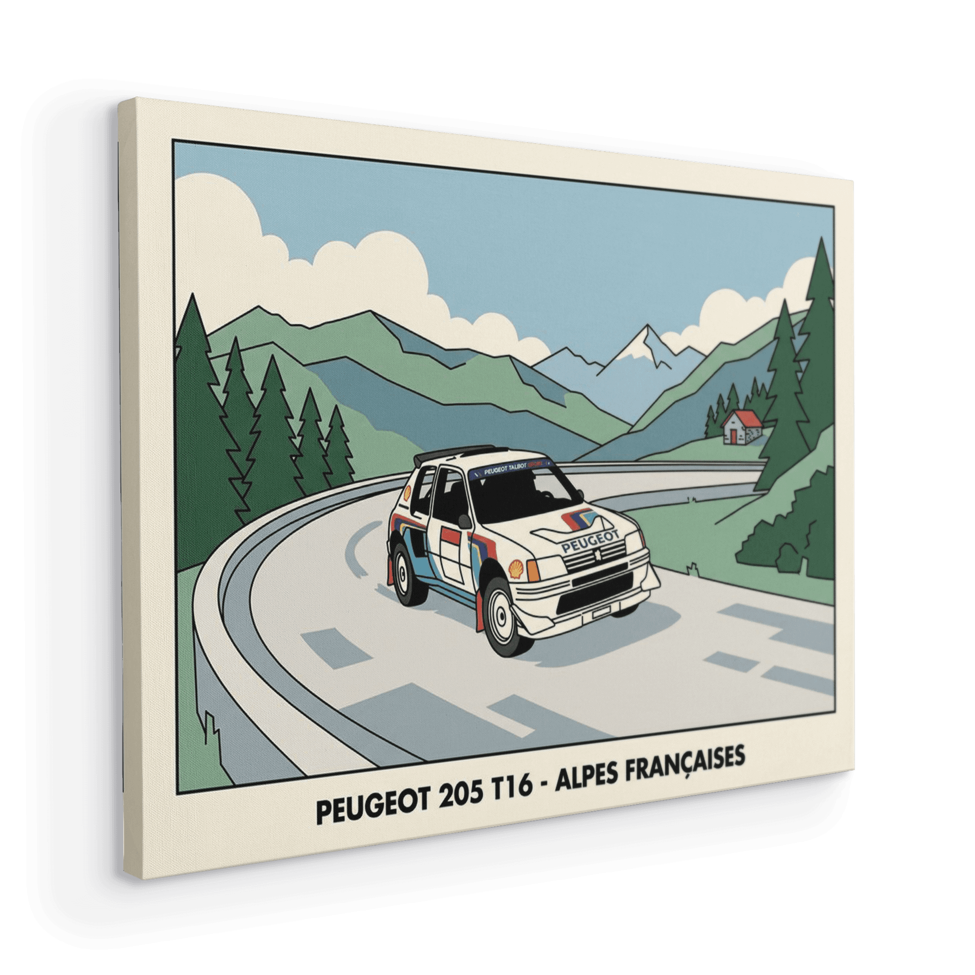 French Alps Rally - Peugeot 205 T16 Line Art Poster
