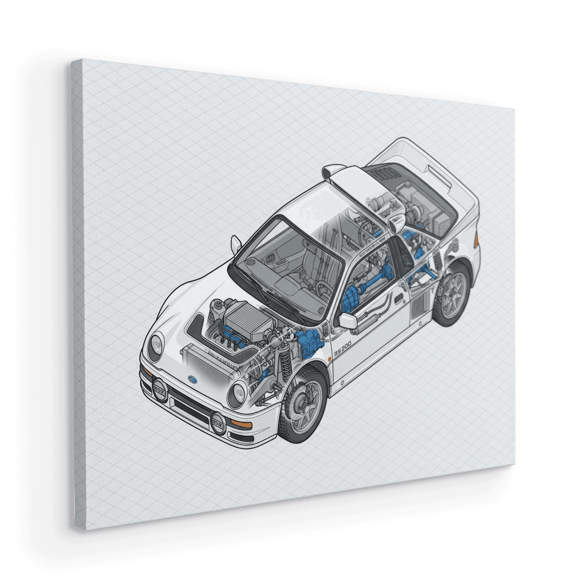 Ford RS200 Isometric Cutaway Illustration