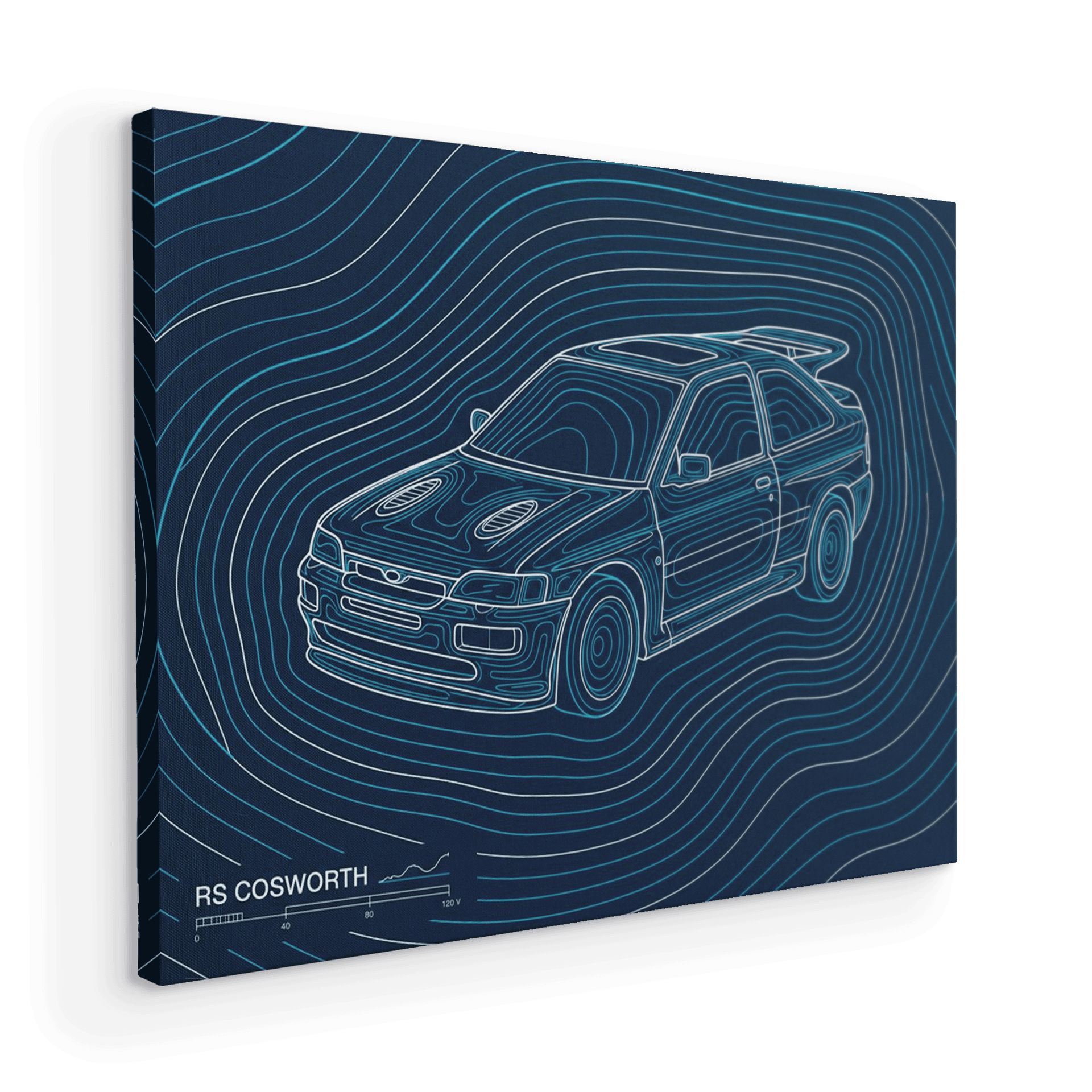 Ford Escort RS Cosworth Topographic Elevation Art