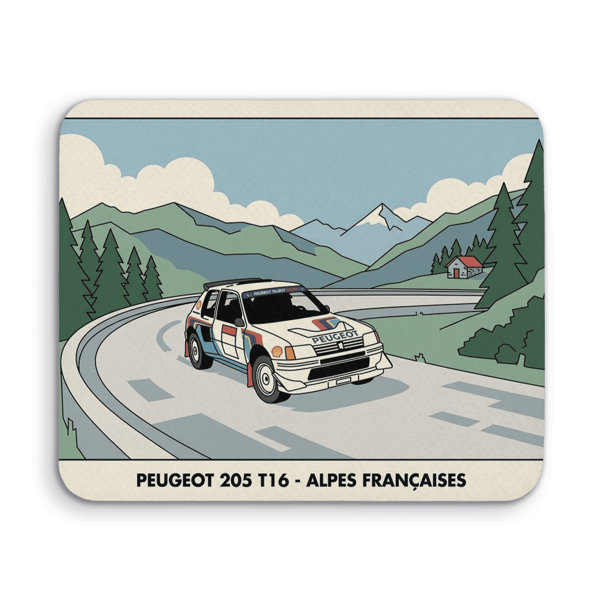 French Alps Rally - Peugeot 205 T16 Line Art Poster