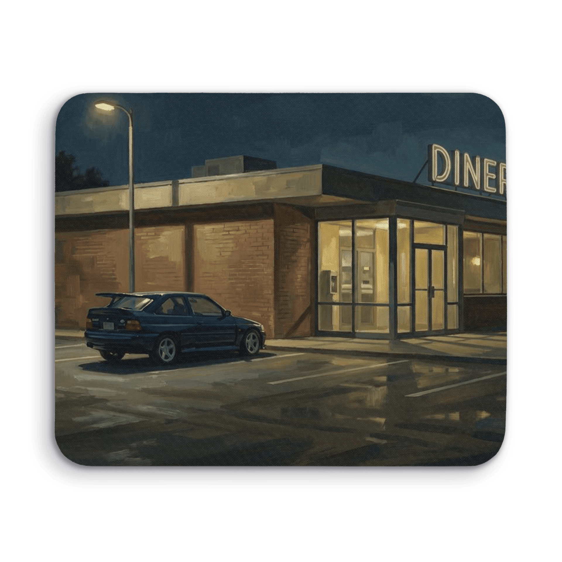 Ford Escort Cosworth Retro Diner at Night Painting