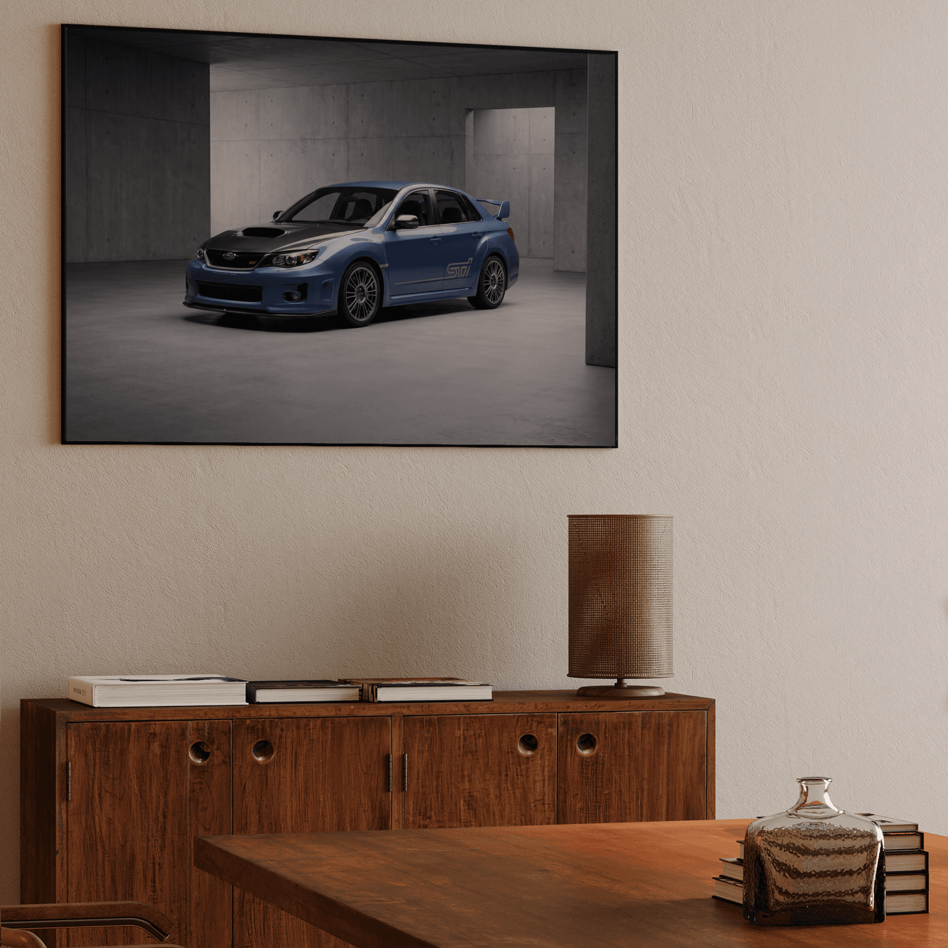Subaru WRX STi Blue Industrial Studio Portrait