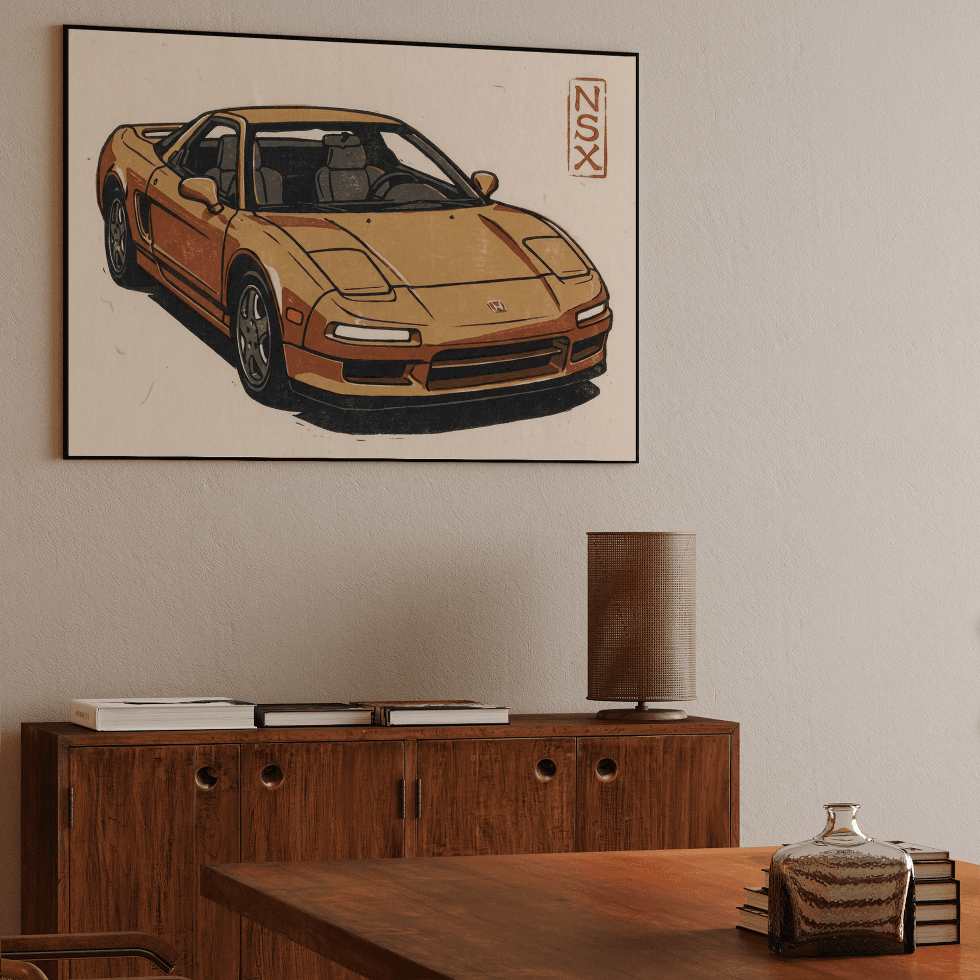 Honda NSX Japanese Woodcut Art