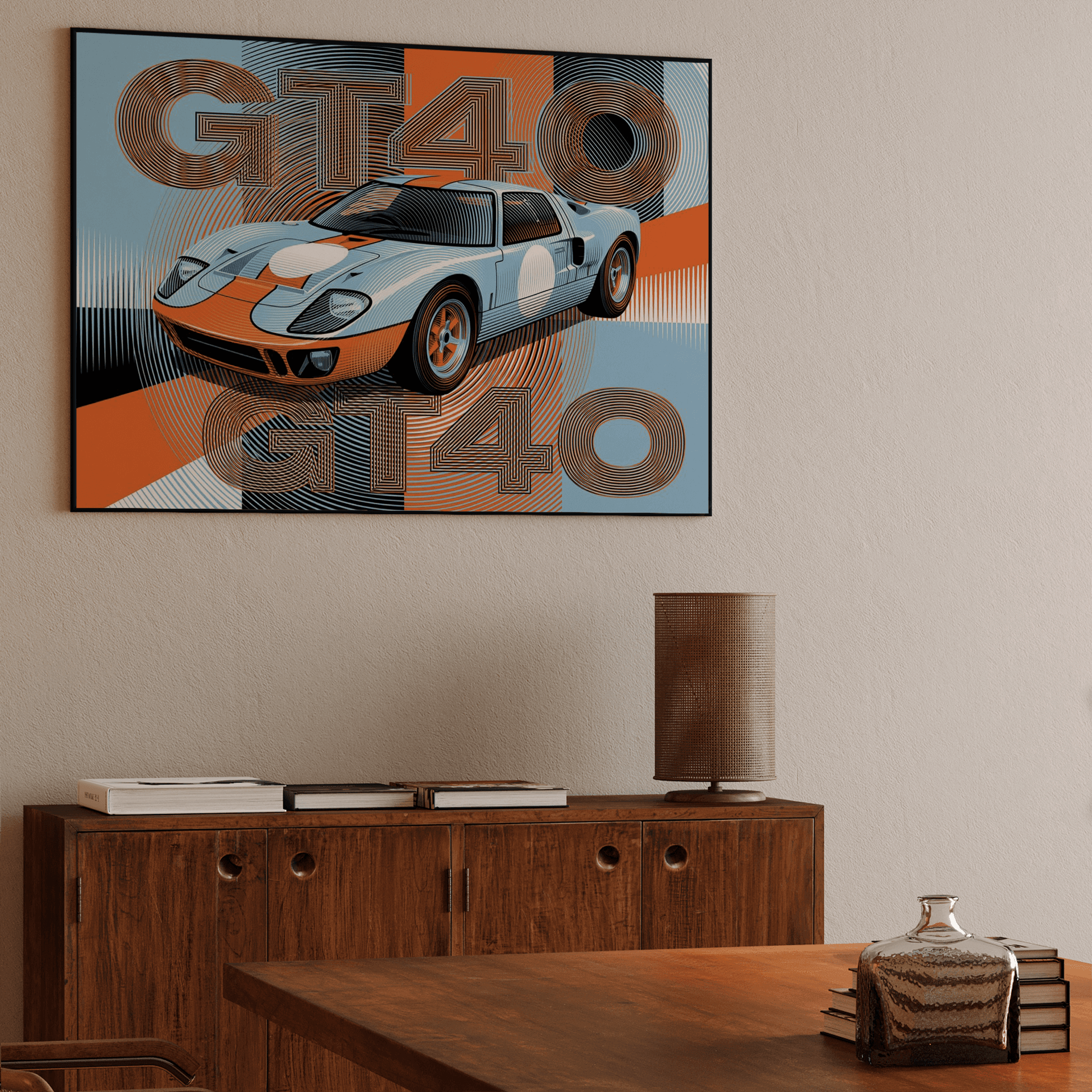 Ford GT40 Gulf Livery Retro Topographic Art