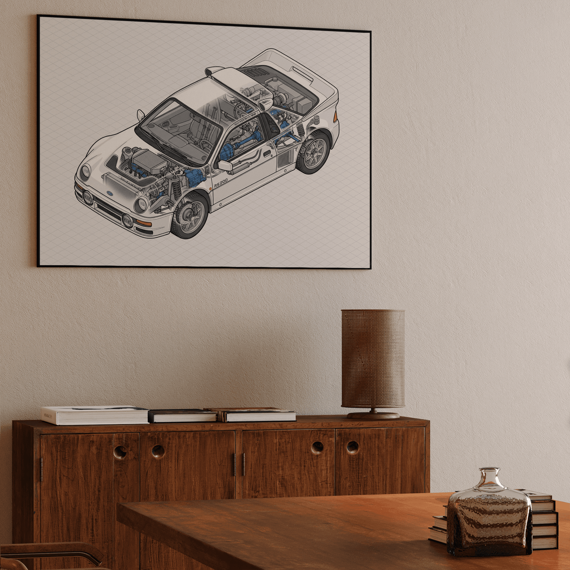Ford RS200 Isometric Cutaway Illustration