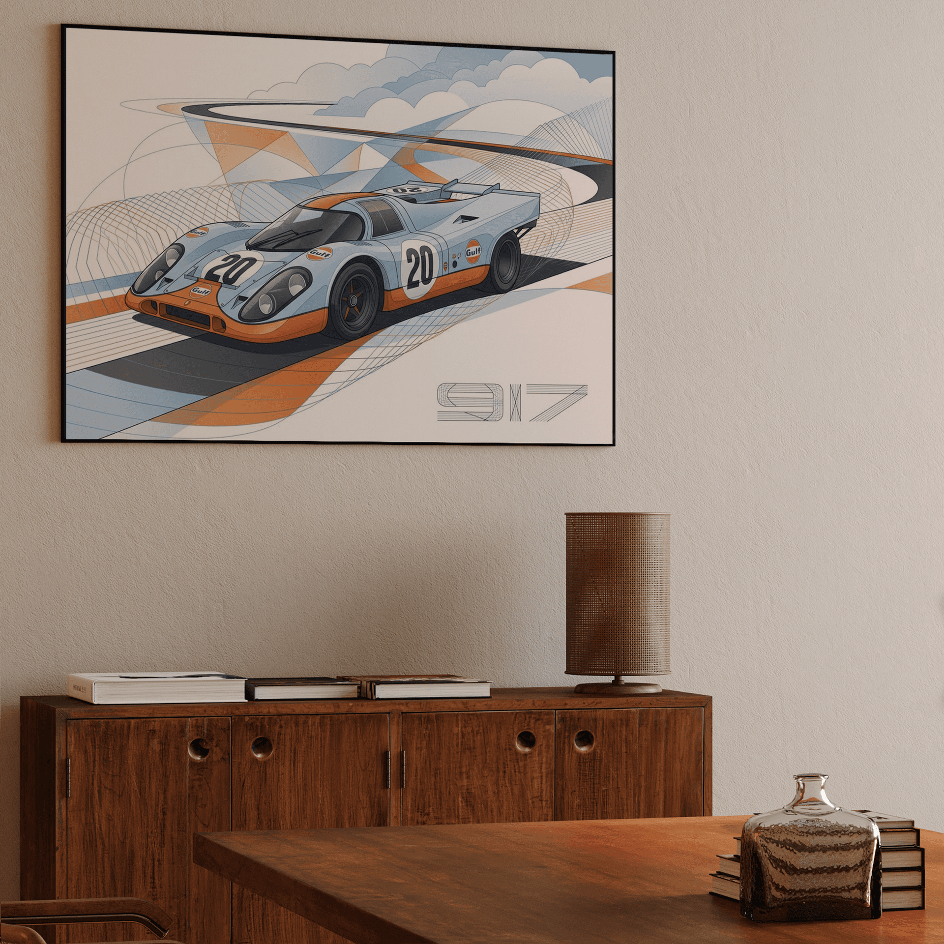 Porsche 917 Gulf Livery Wireframe Vector