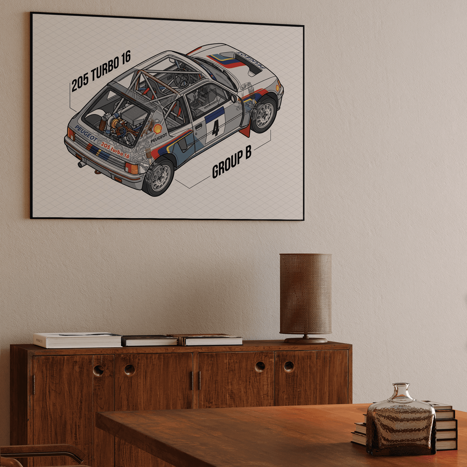 Peugeot 205 T16: Isometric Cutaway Illustration