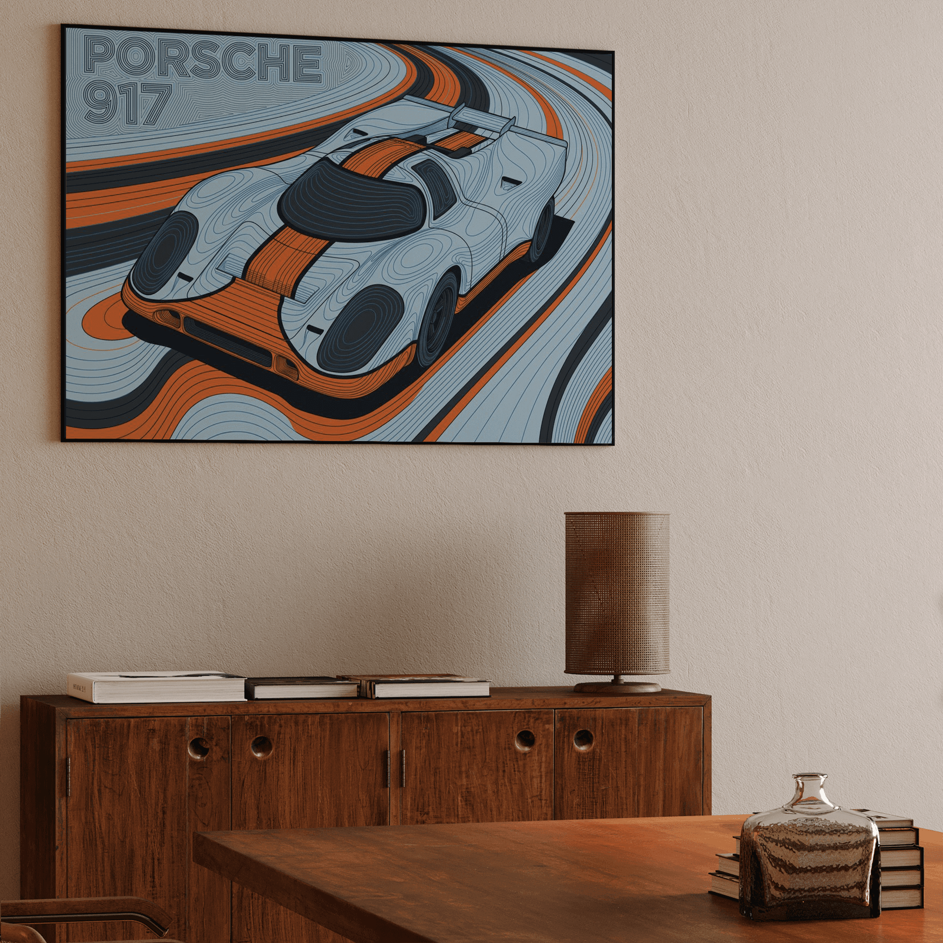 Porsche 917 Gulf Topographic Line Art