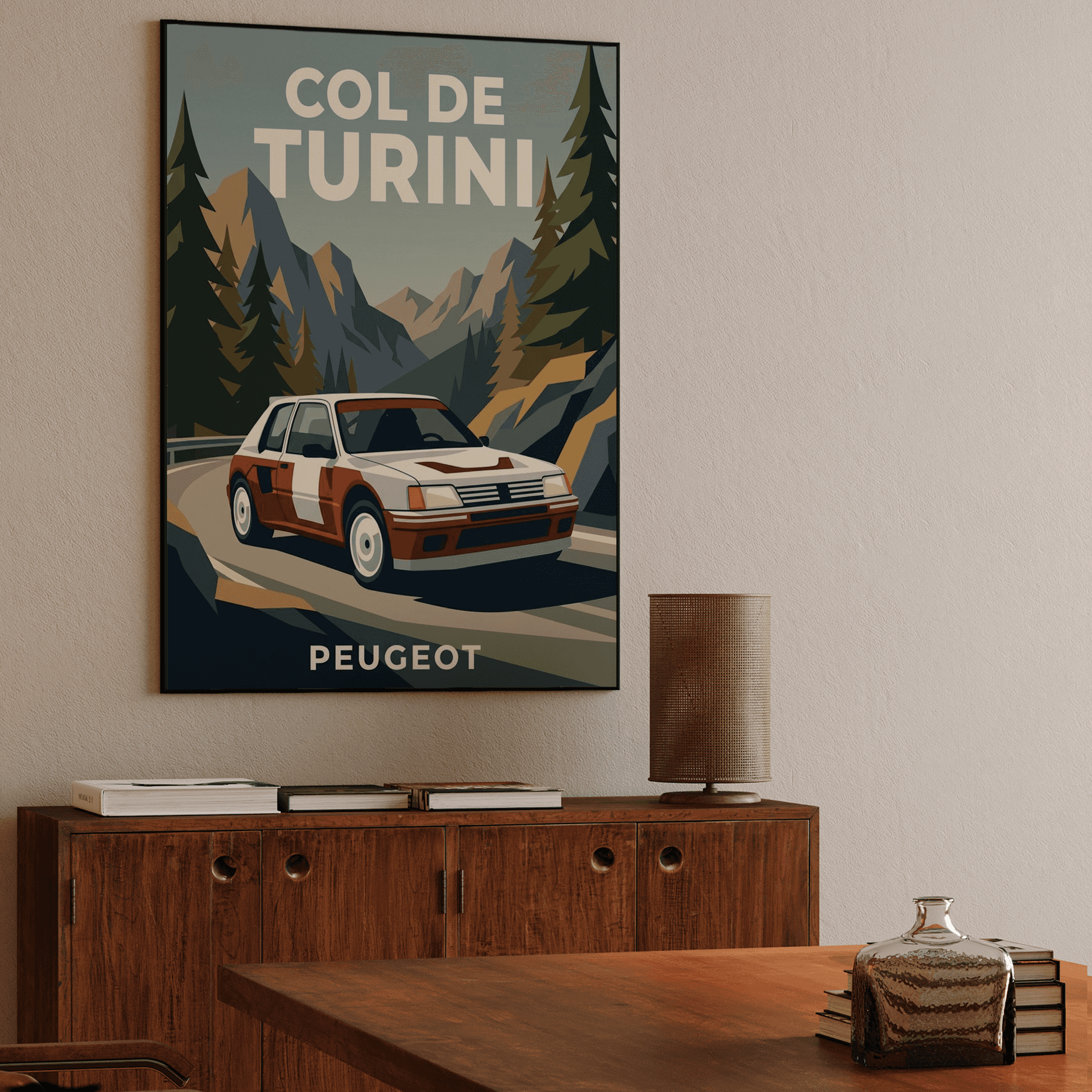 Col de Turini: Peugeot 205 T16 Retro Poster