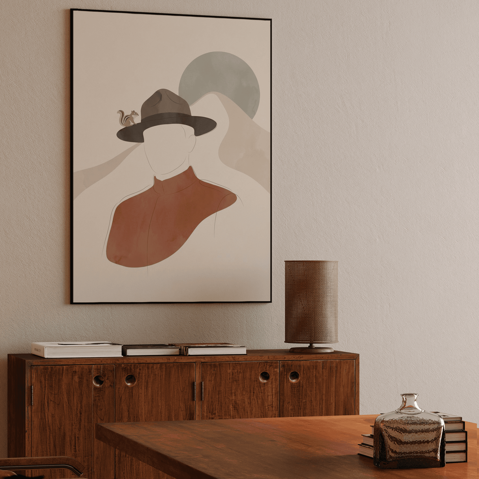 The Ranger and the Chipmunk - Minimalist Boho Illustration