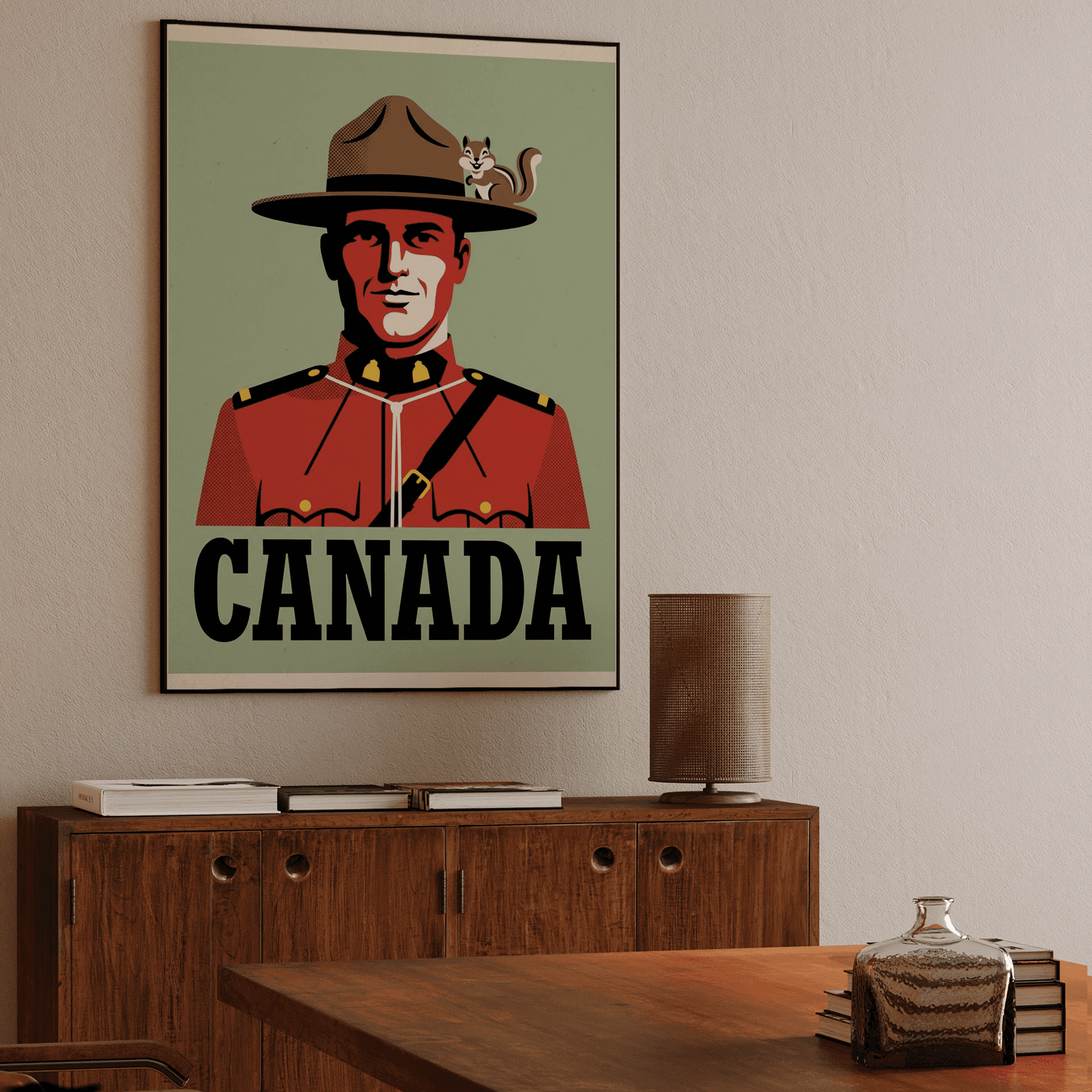 Canada Retro Poster: Classic Mountie and Chipmunk
