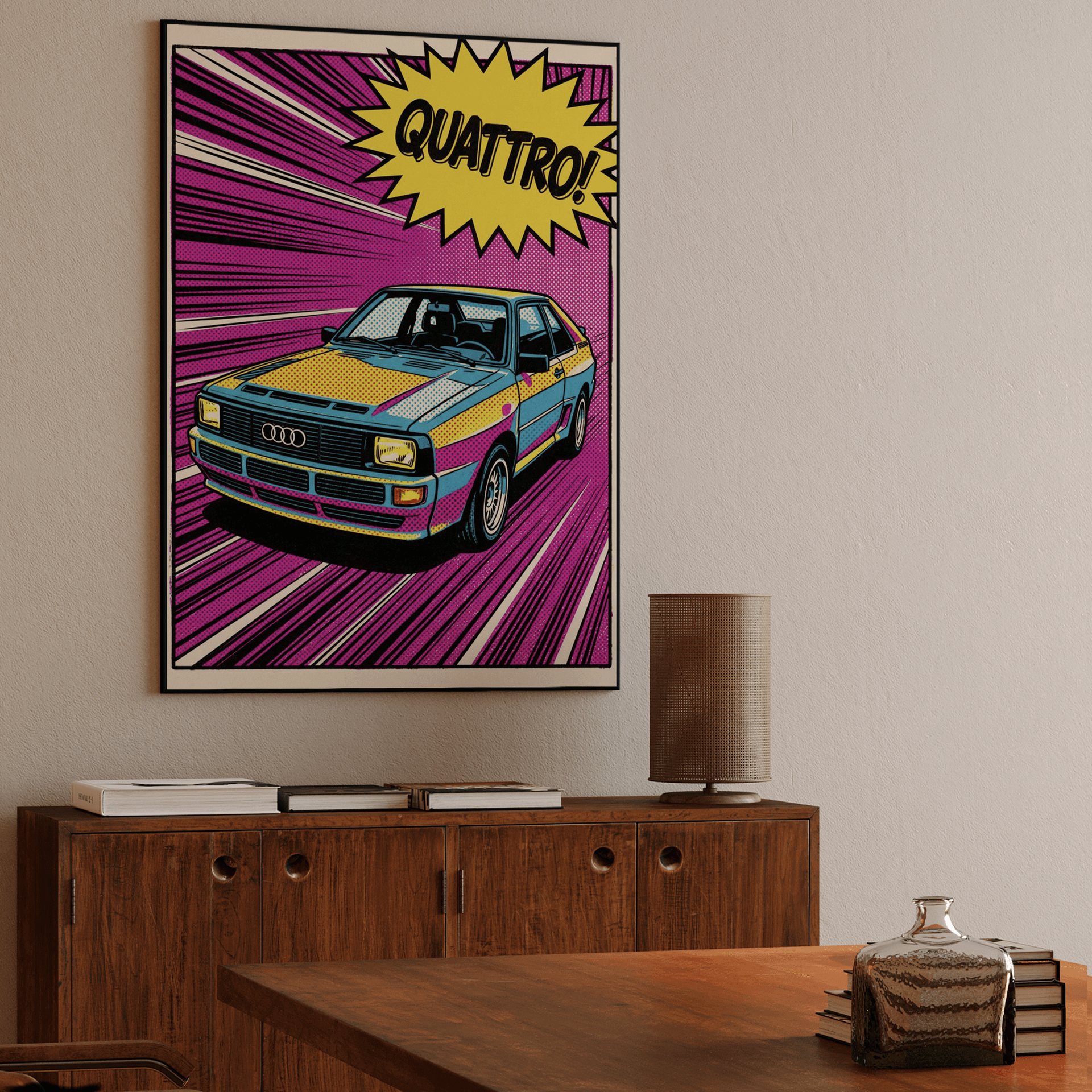 Audi Quattro Comic Book Pop Art Poster