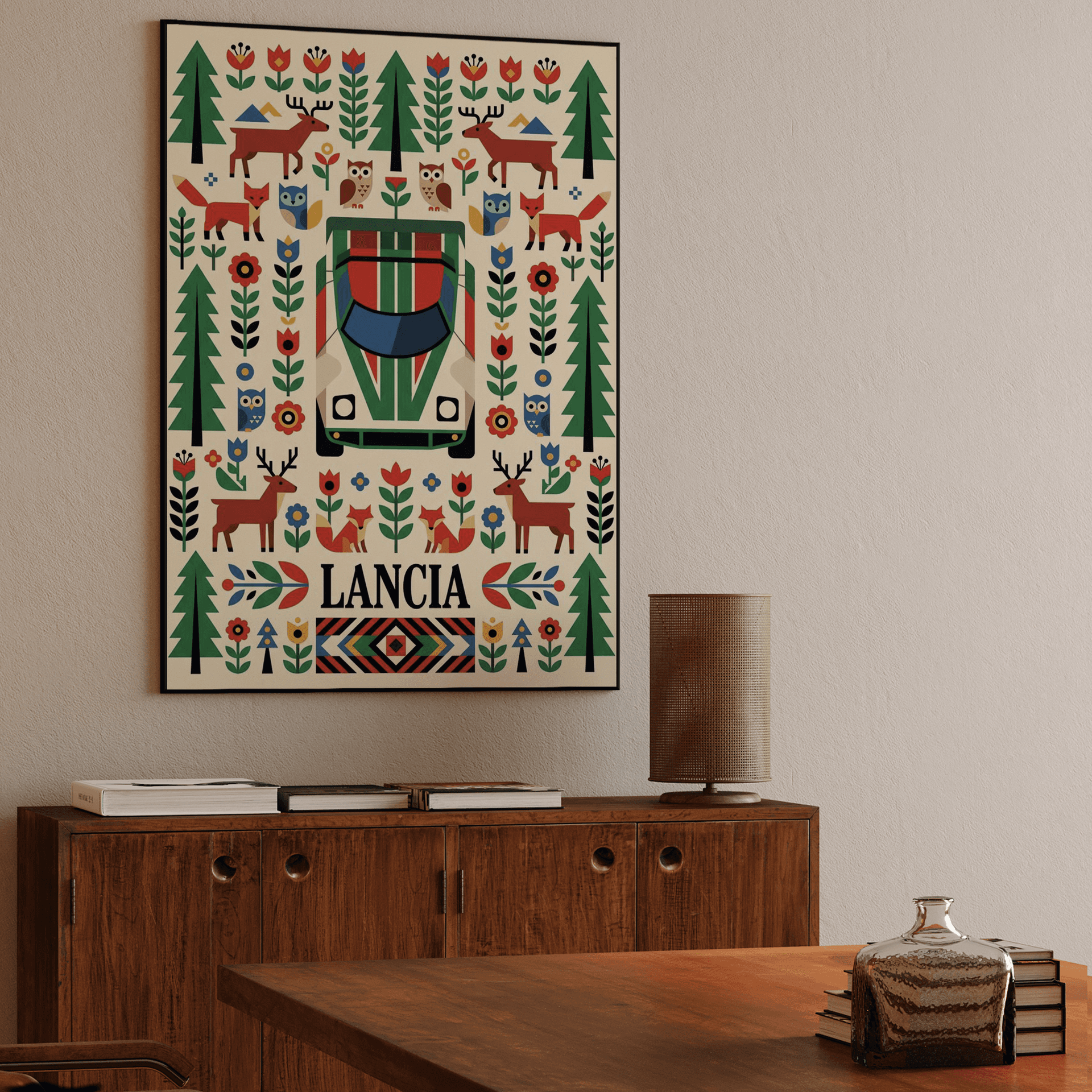 Lancia Stratos Folk Art Forest Pattern