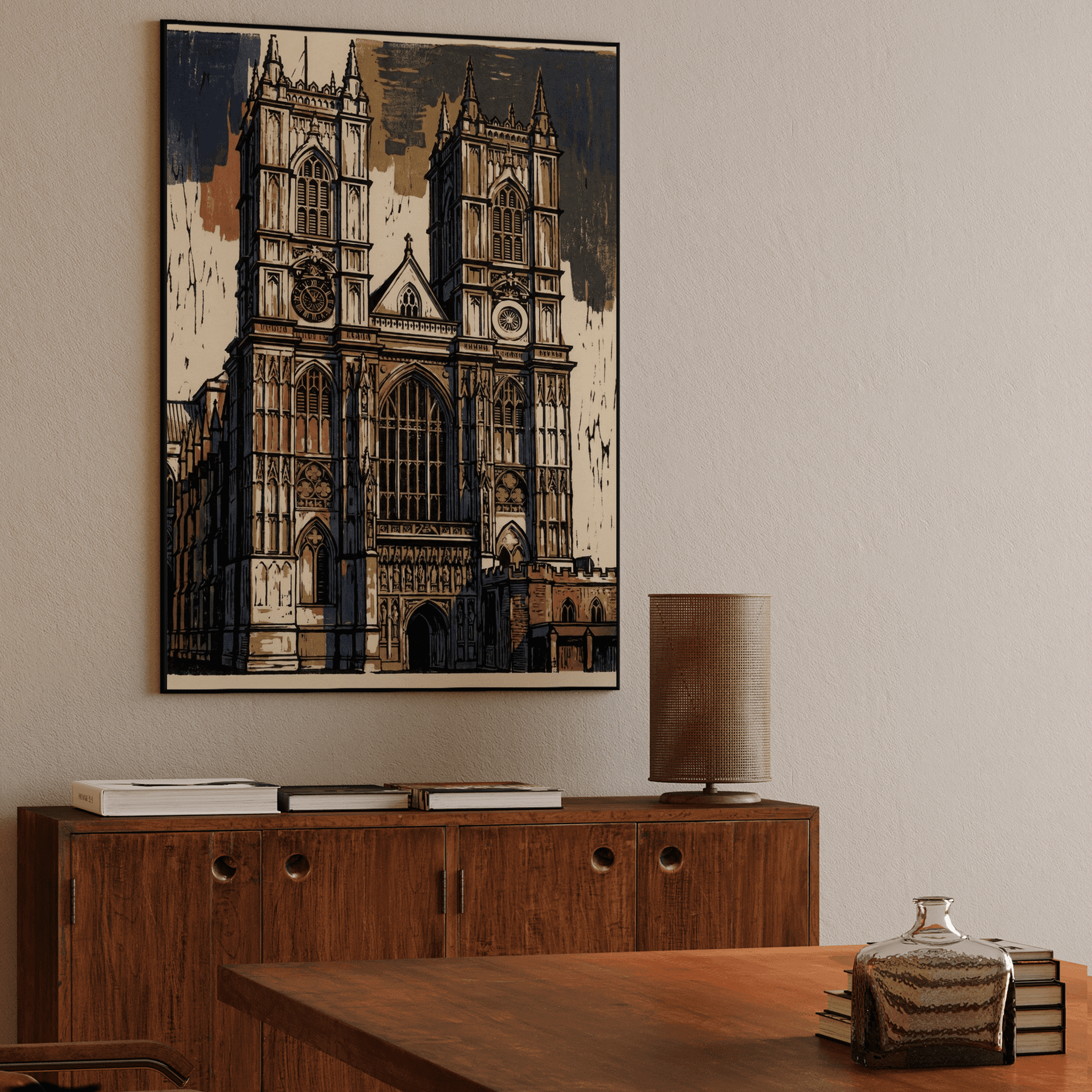 Gothic Westminster Abbey Linocut