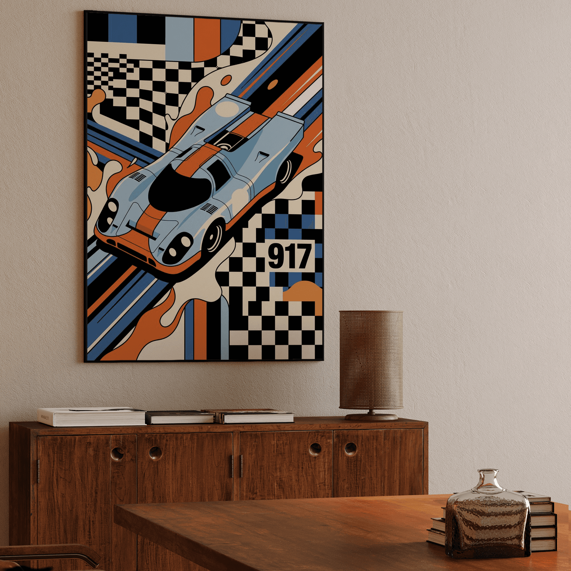 Porsche 917 Gulf Abstract Geometric Flat Art