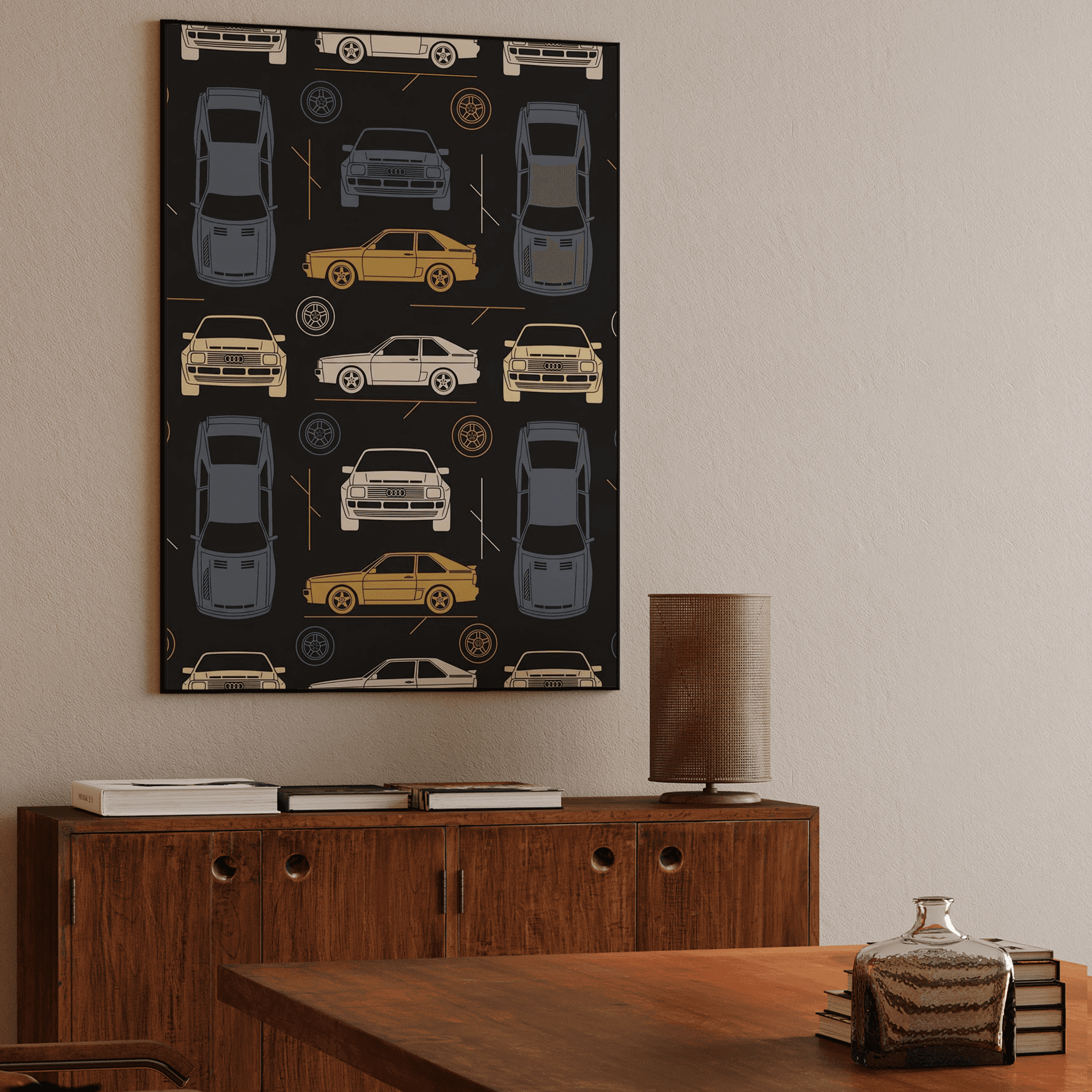 Audi Quattro Retro Seamless Pattern Art
