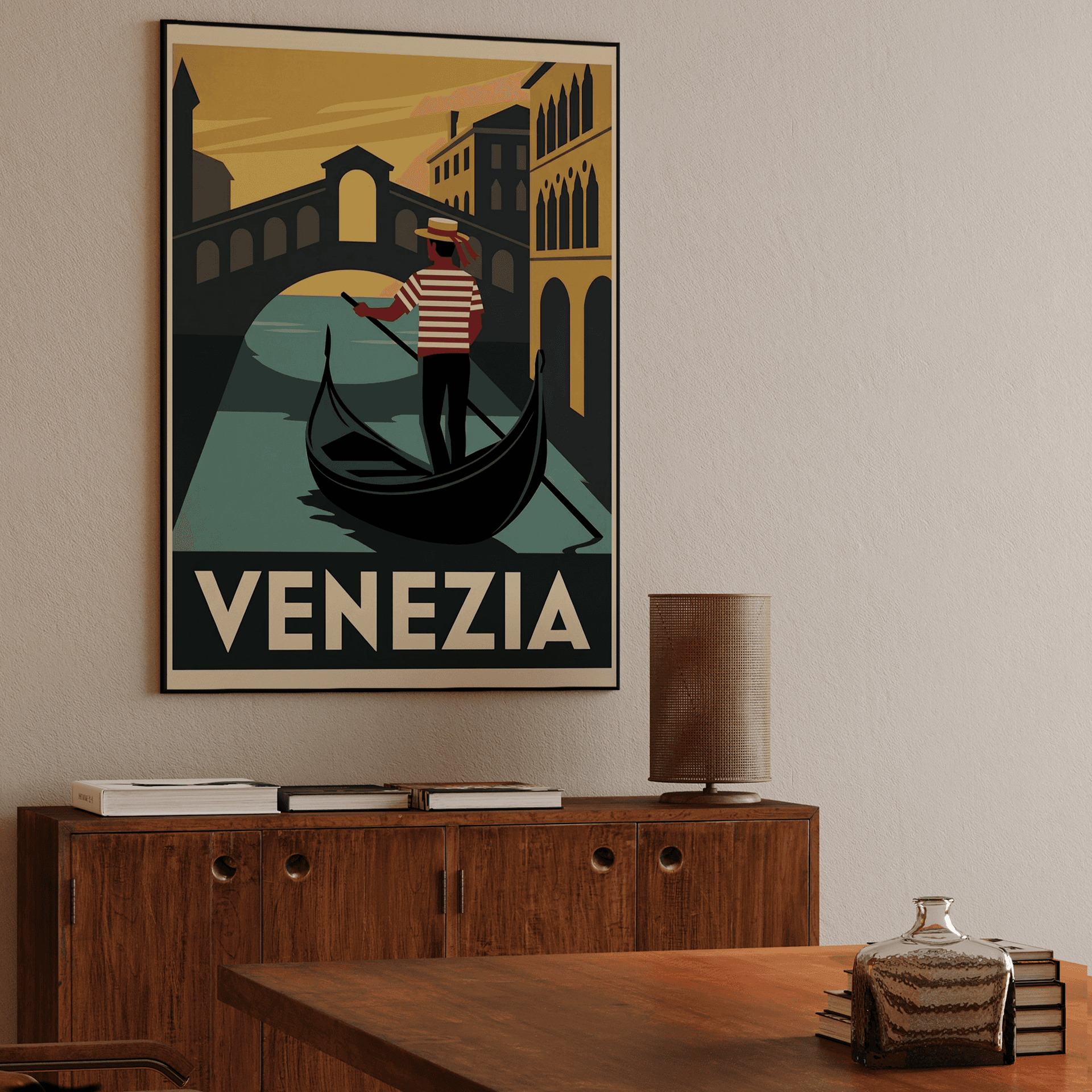 Venezia Retro Poster: Classic Venetian Gondola
